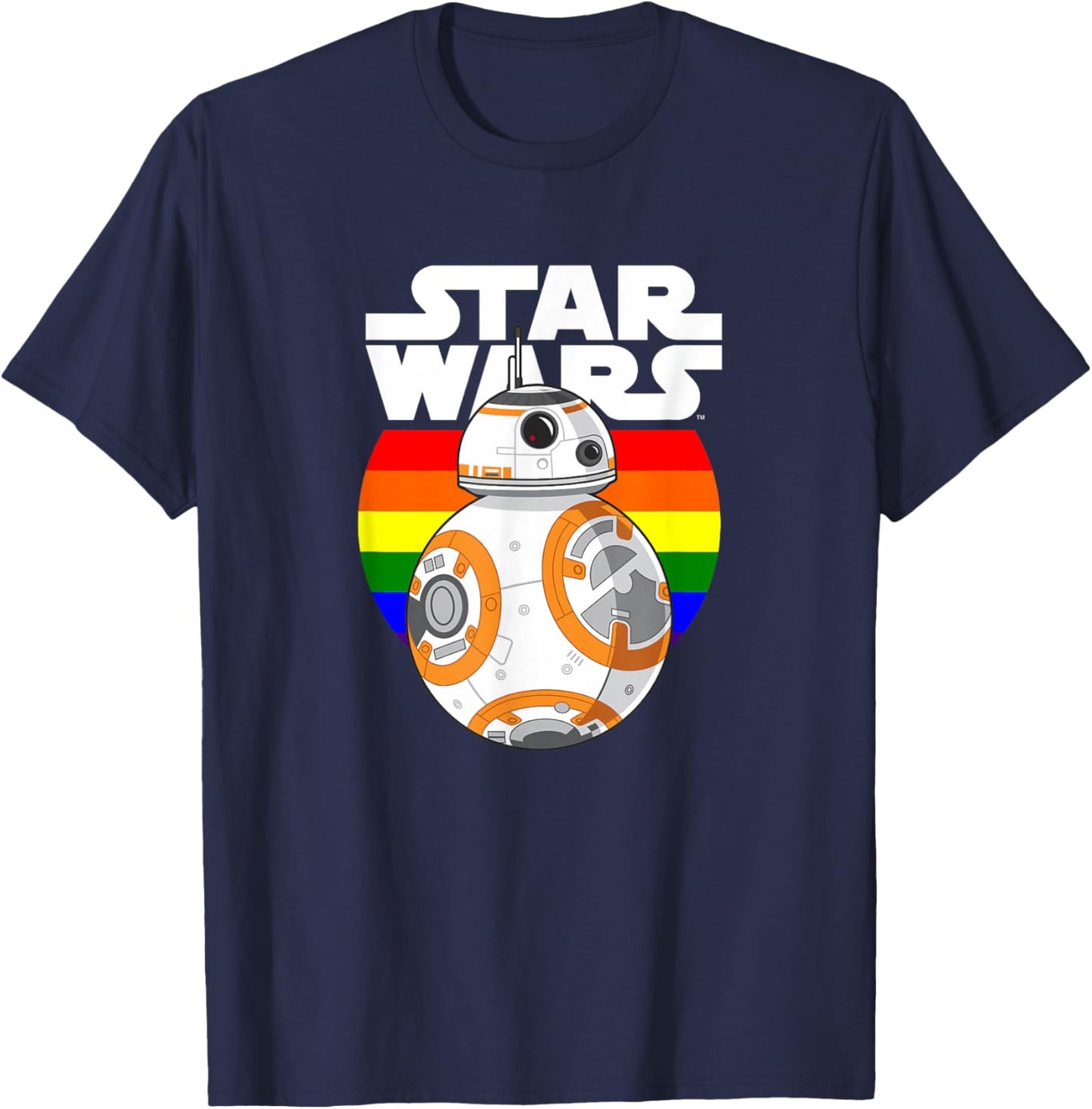 Star Wars BB-8 Rainbow Circle Background T-Shirt - T-Shirt | Navy