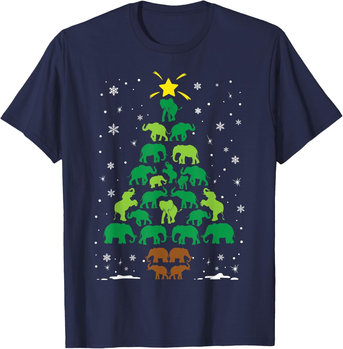 Elephant Lovers Holiday Family Matching Christmas Tree T-Shirt - T-Shirt | Navy
