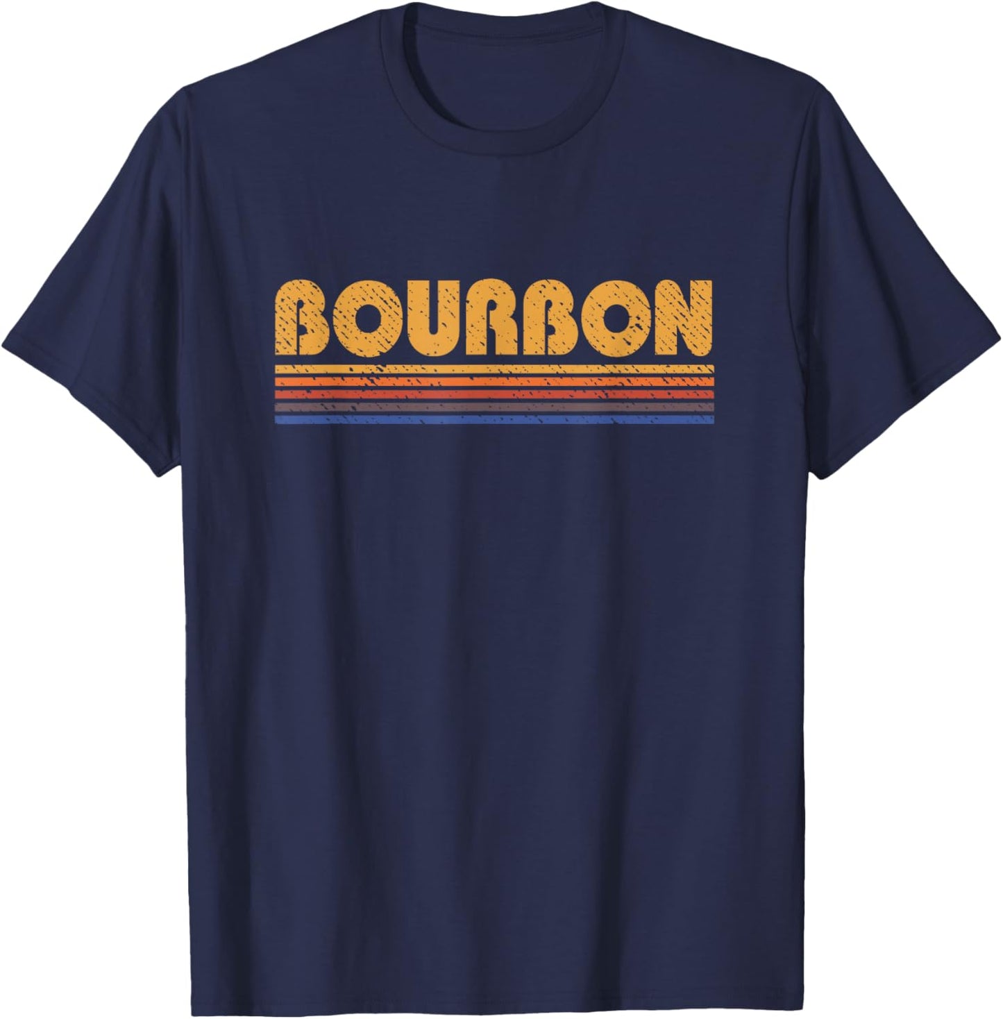 Bourbon Vintage 80s Retro Whiskey T-Shirt - T-Shirt | Navy