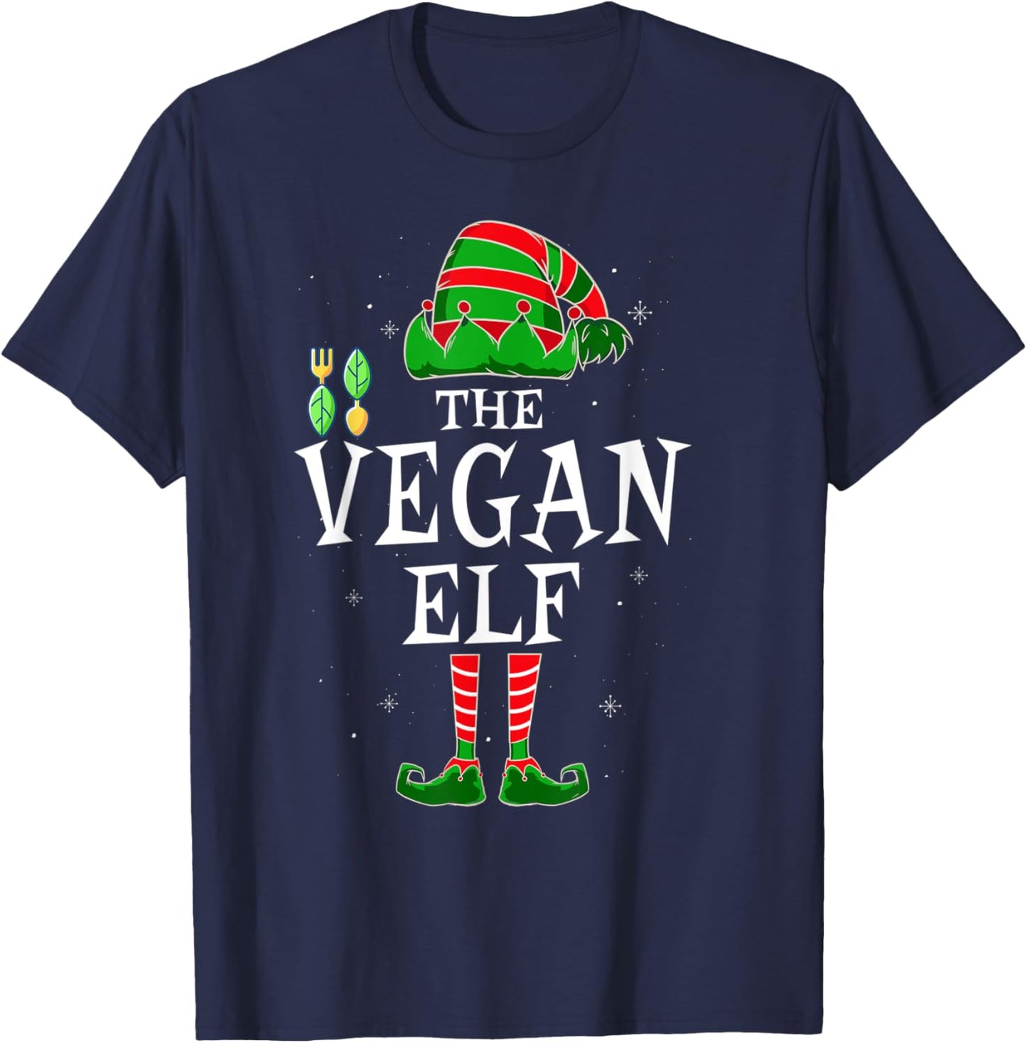 The Vegan Elf Group Matching Family Christmas Holiday Funny T-Shirt - T-Shirt | Navy