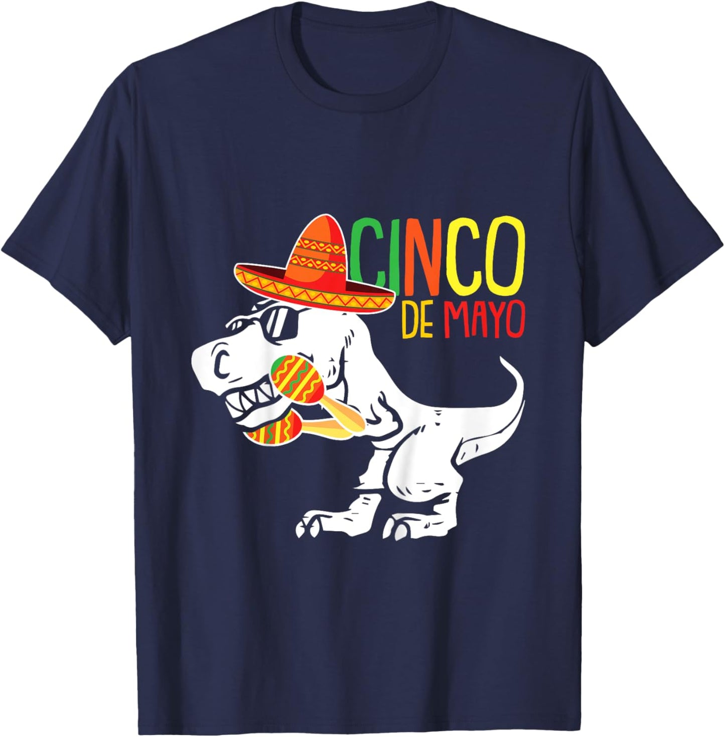Cinco De Mayo T-Rex Cute Sombrero Dino-saur Mexican Party T-Shirt - T-Shirt | Navy