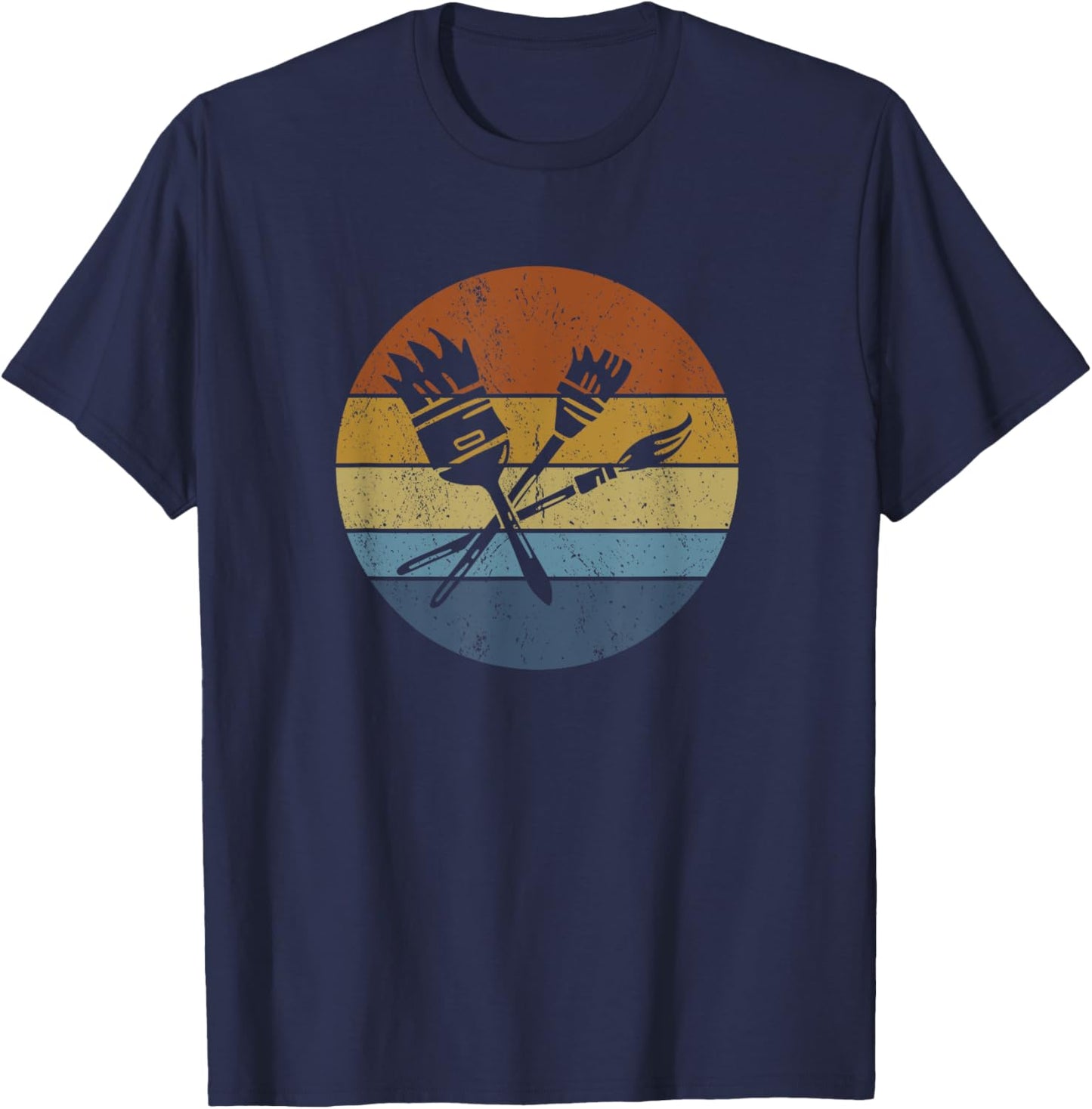Art Teacher Painter School Artist Paint Brush T-Shirt - T-Shirt | Navy