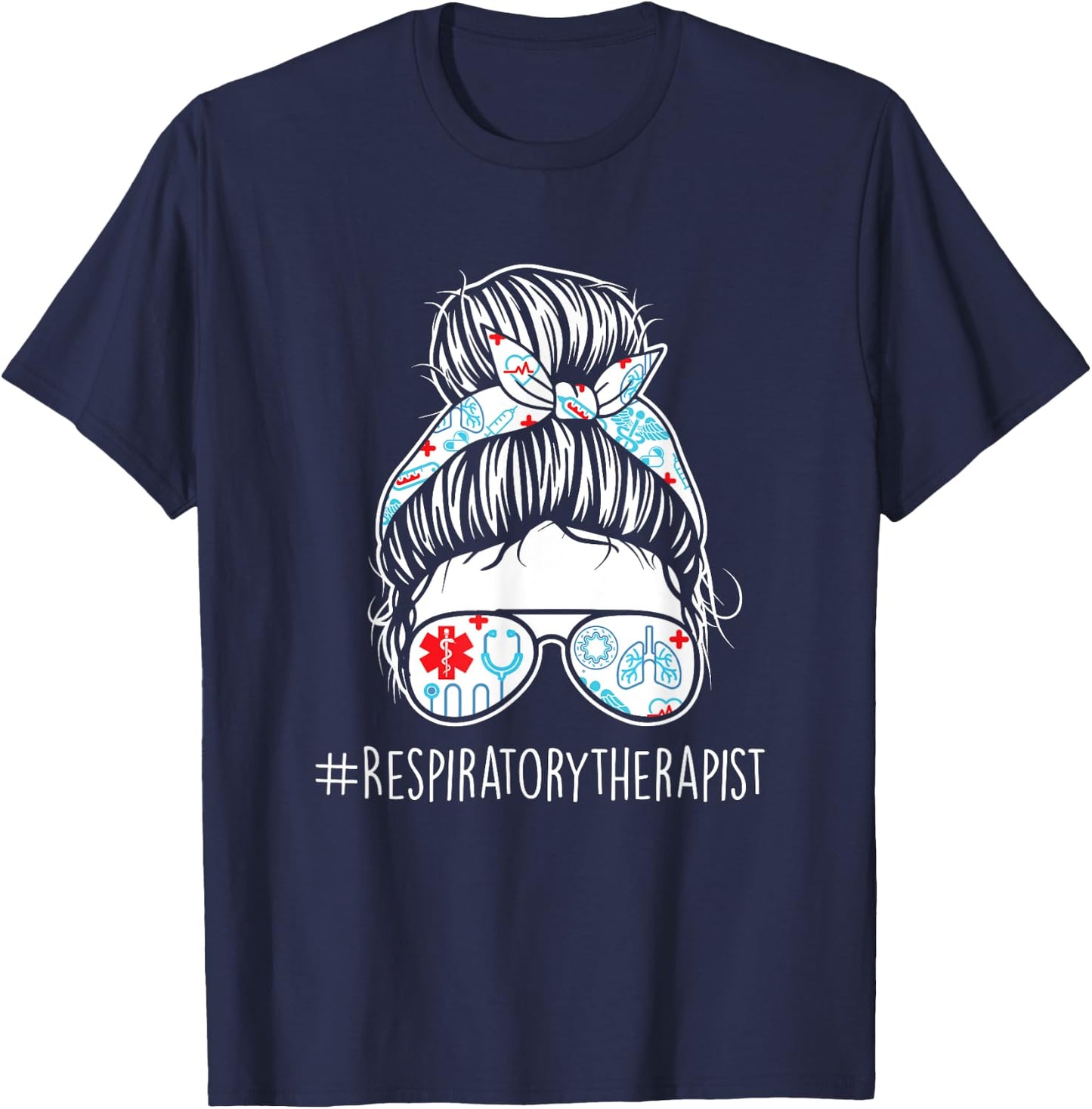 Respiratory Therapist - Woman Medical Worker Lung Therapy T-Shirt - T-Shirt | Navy