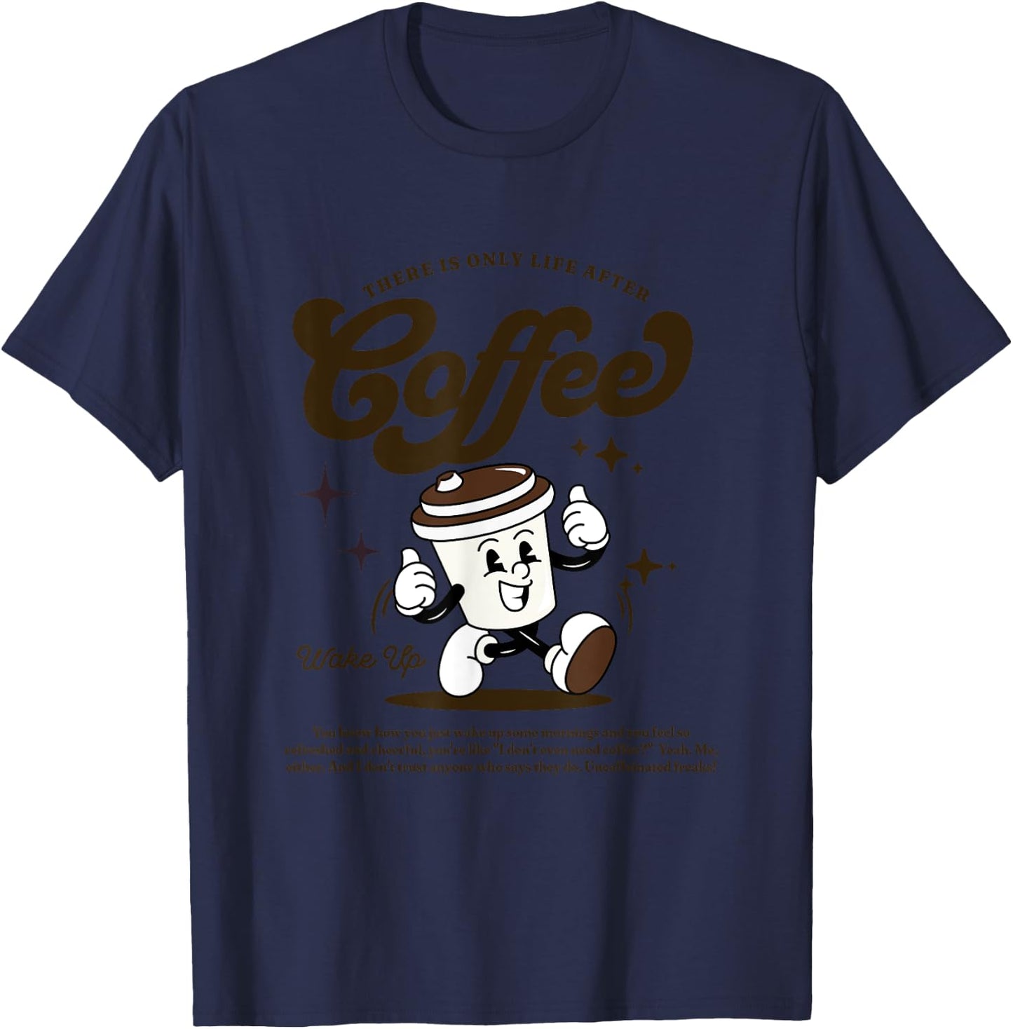 Retro Life after Coffee T-Shirt - T-Shirt | Navy