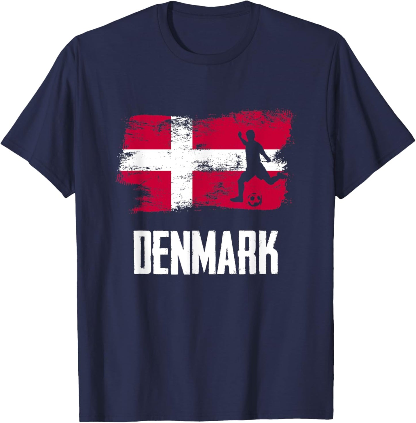 Denmark Flag Jersey Danish Soccer Team Danish T-Shirt - T-Shirt | Navy