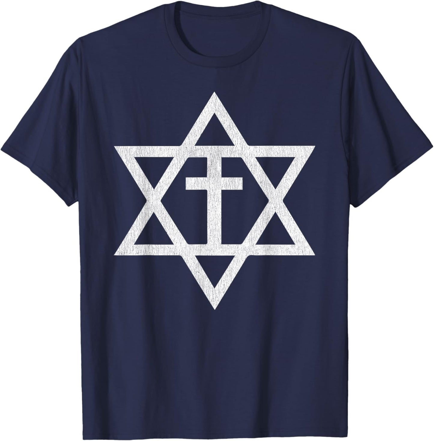 Messianic Cross Star of David T-Shirt - T-Shirt | Navy