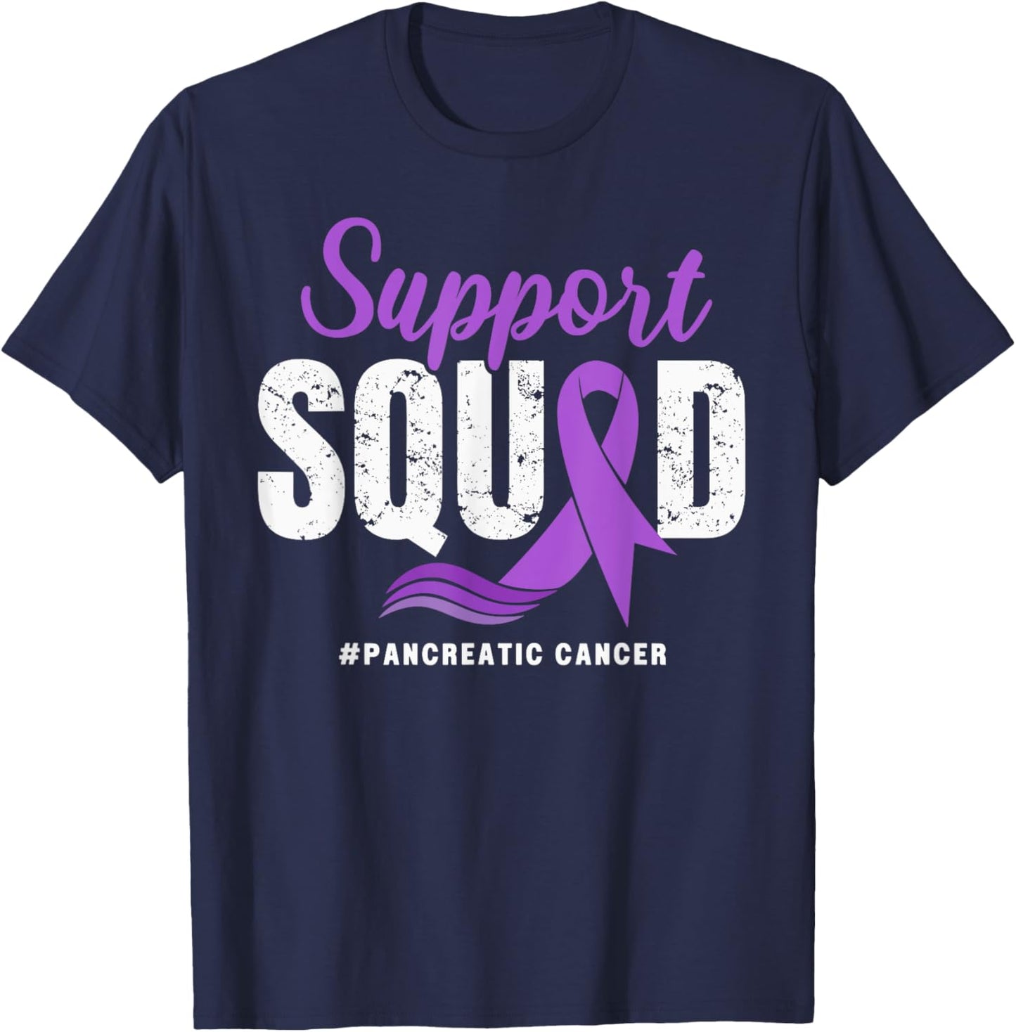Pancreatic Cancer Support Squad Purple awareness Ribbon T-Shirt - T-Shirt | Navy