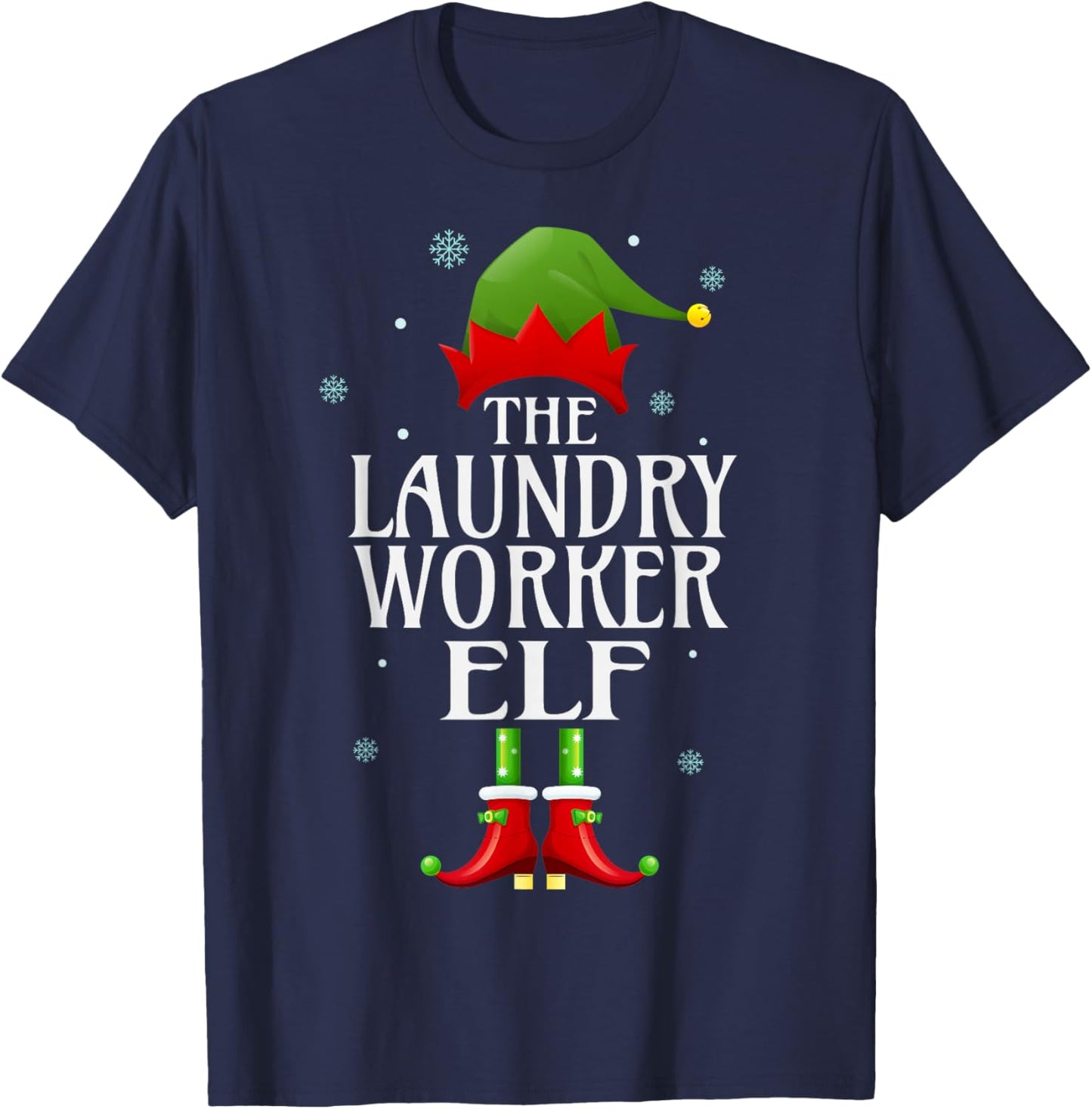 Laundry Worker Elf Xmas Funny Family Matching Christmas T-Shirt - T-Shirt | Navy