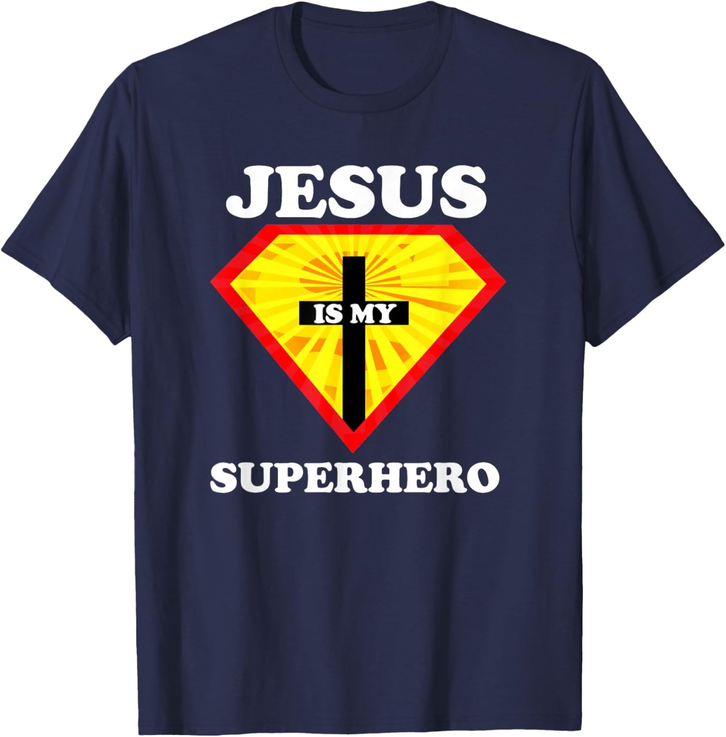 Jesus Is My Superhero Cute Powerful Christian Gift American T-Shirt - T-Shirt | Navy