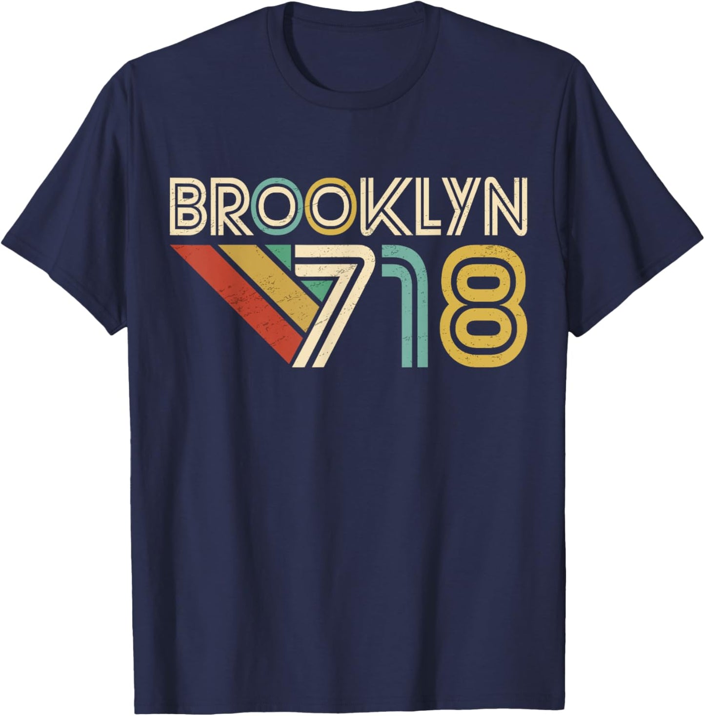 Brooklyn 718 New York City State Vintage Brooklyn Area Code T-Shirt - T-Shirt | Navy