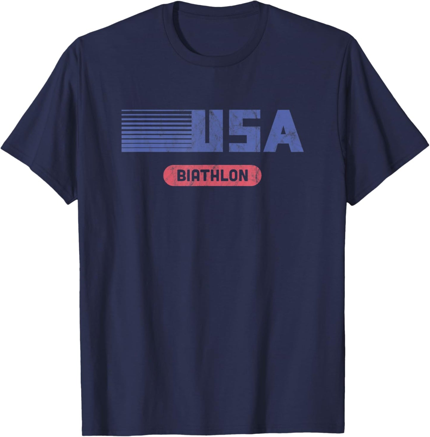 Retro USA 2022 Team American Biathlon Vintage T-Shirt - T-Shirt | Navy