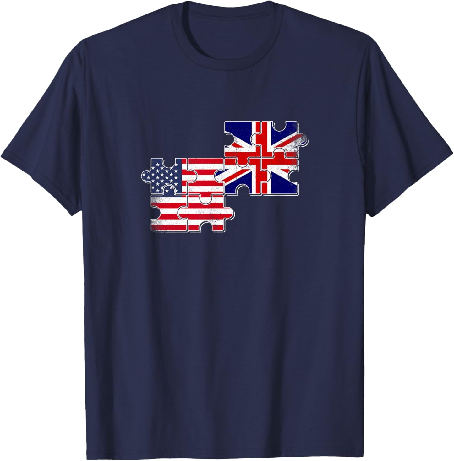Great Britain USA Flag British Roots American T-Shirt - T-Shirt | Navy