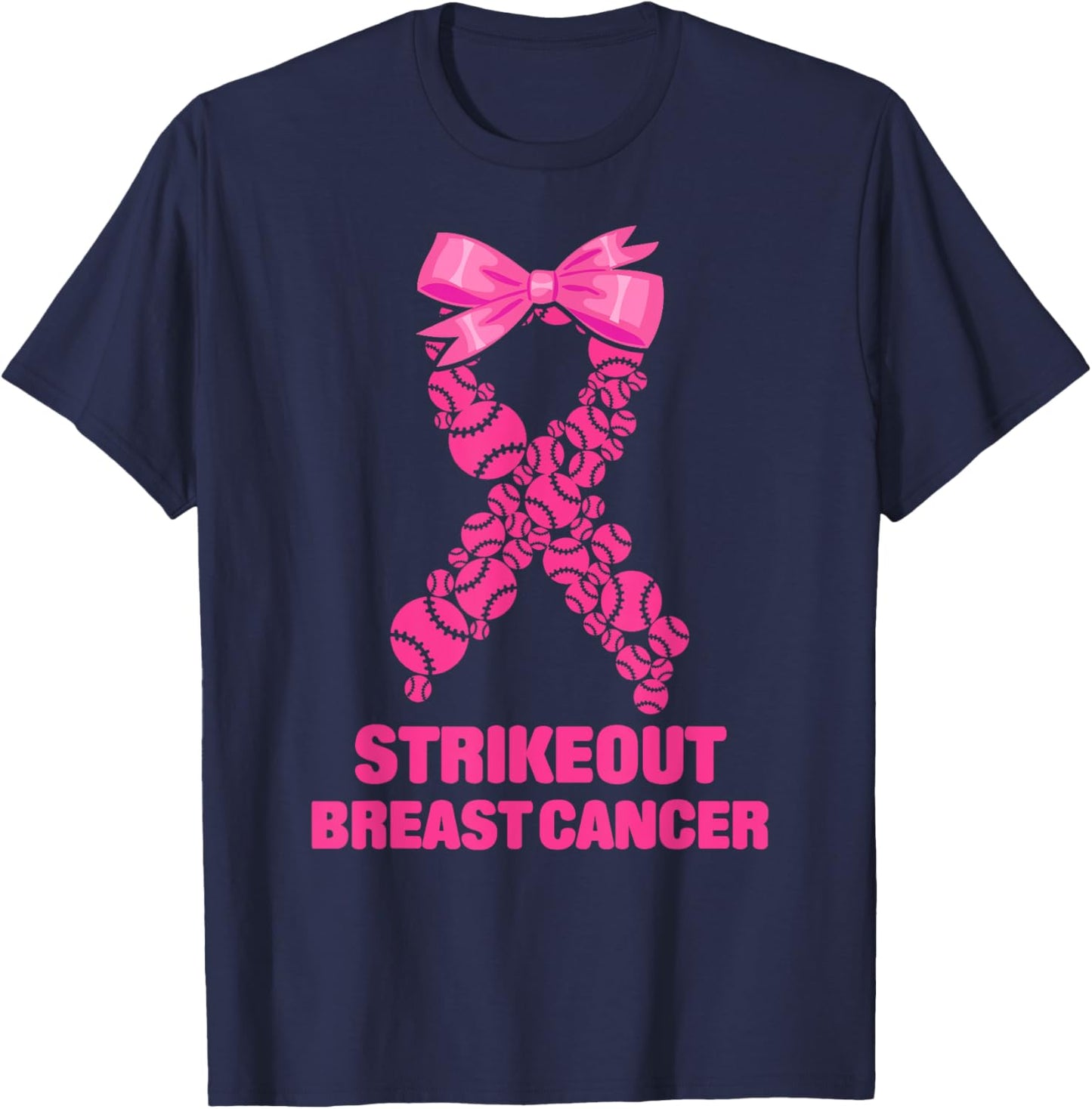 Strike Out Breast Cancer Awareness Softball Fighters T-Shirt - T-Shirt | Navy