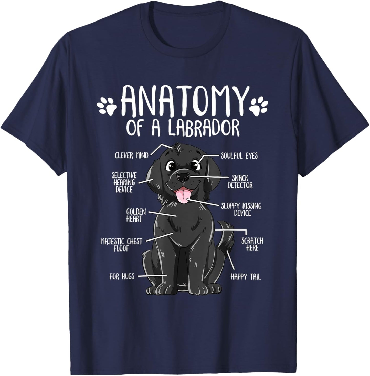 Funny Anatomy Labrador Retriever Black Lab Dog Owner T-Shirt - T-Shirt | Navy