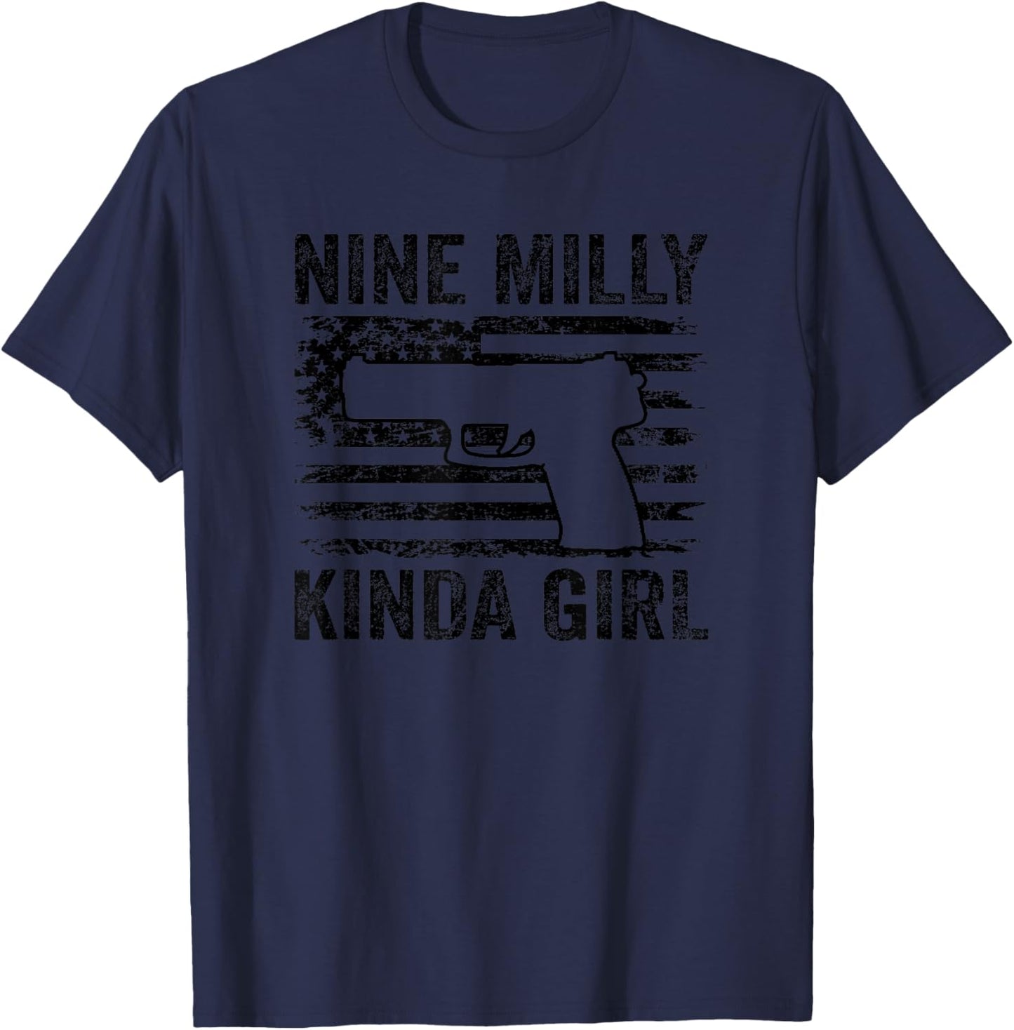 Nine Milly Kinda Girl - Camo 9mm Pistol Gun Owner T-Shirt - T-Shirt | Navy