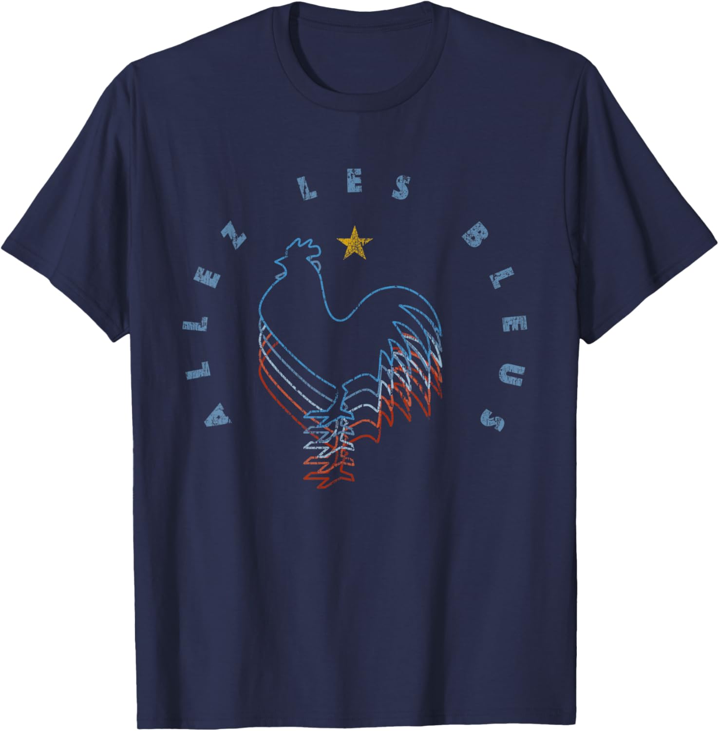 ALLEZ LES BLEUS Retro France Soccer Jersey 2018 French Flag T-Shirt - T-Shirt | Navy