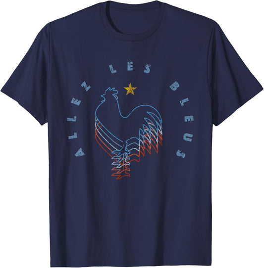 ALLEZ LES BLEUS Retro France Soccer Jersey 2018 French Flag T-Shirt - T-Shirt | Navy