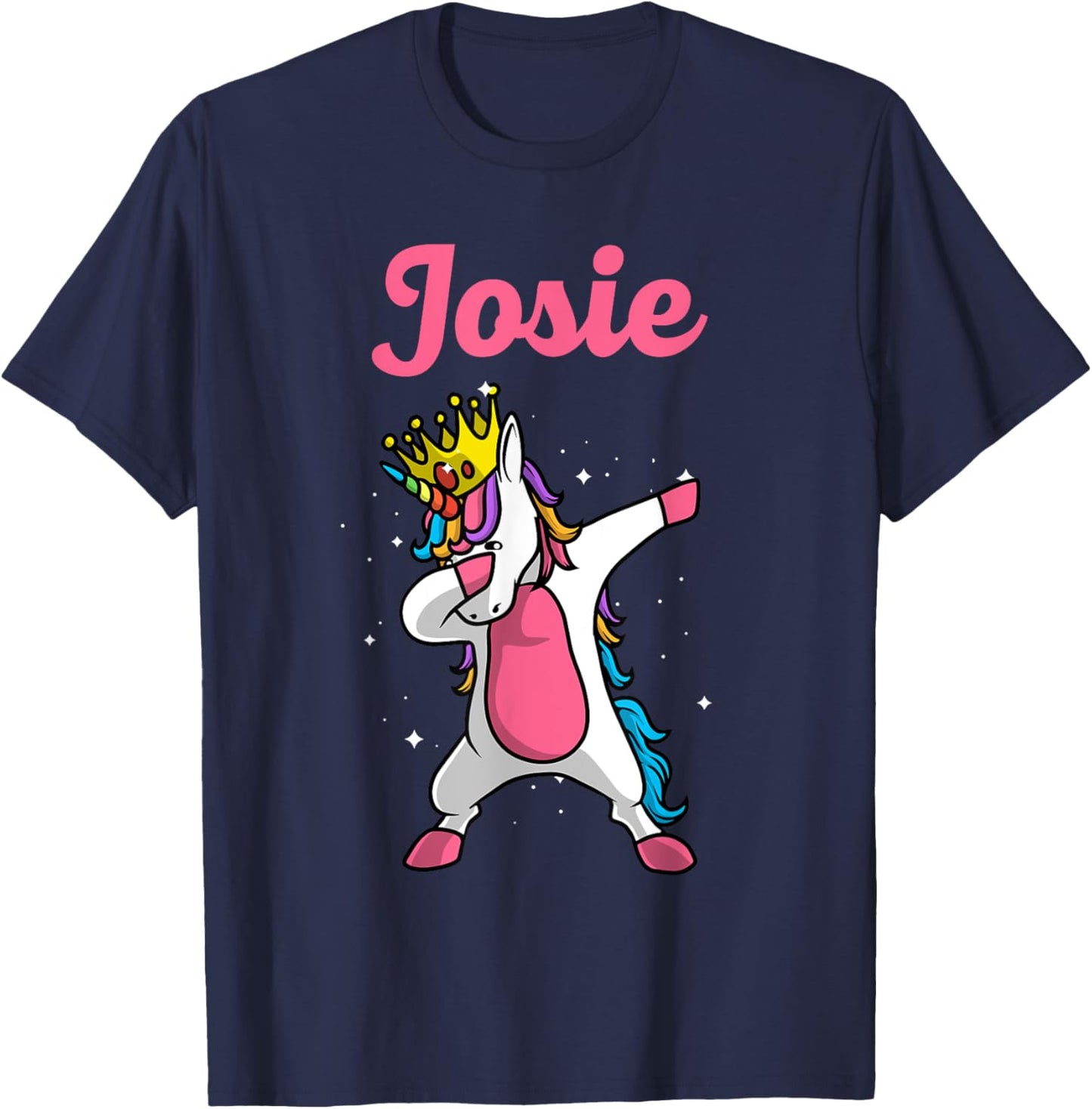 JOSIE Gift Name Personalized Birthday Dabbing Unicorn Queen T-Shirt - T-Shirt | Navy