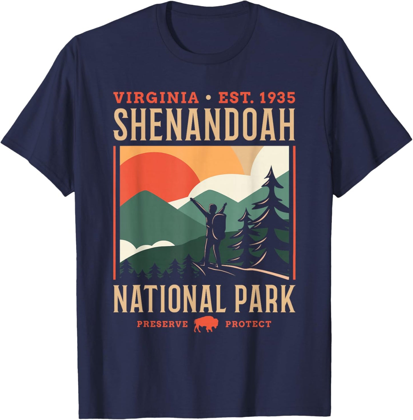 Shenandoah US National Park Virginia Gift T-Shirt - T-Shirt | Navy