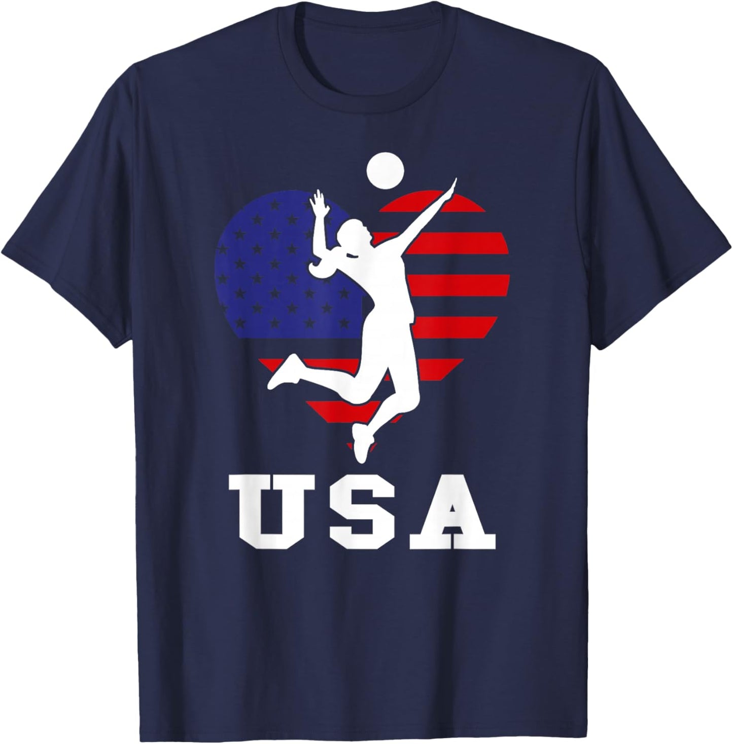USA Flag Volleyball Support USA Team Volleyball T-Shirt - T-Shirt | Navy