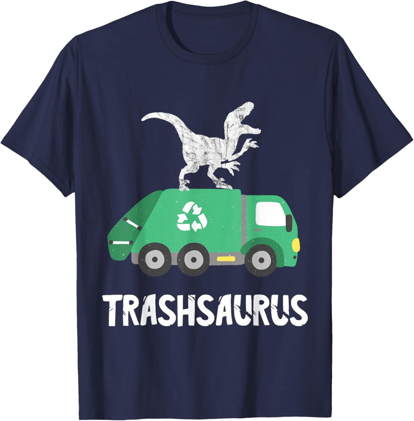 Rubbish Dinosaur Garbage Truck Garbage Truck Driver T-Shirt - T-Shirt | Navy