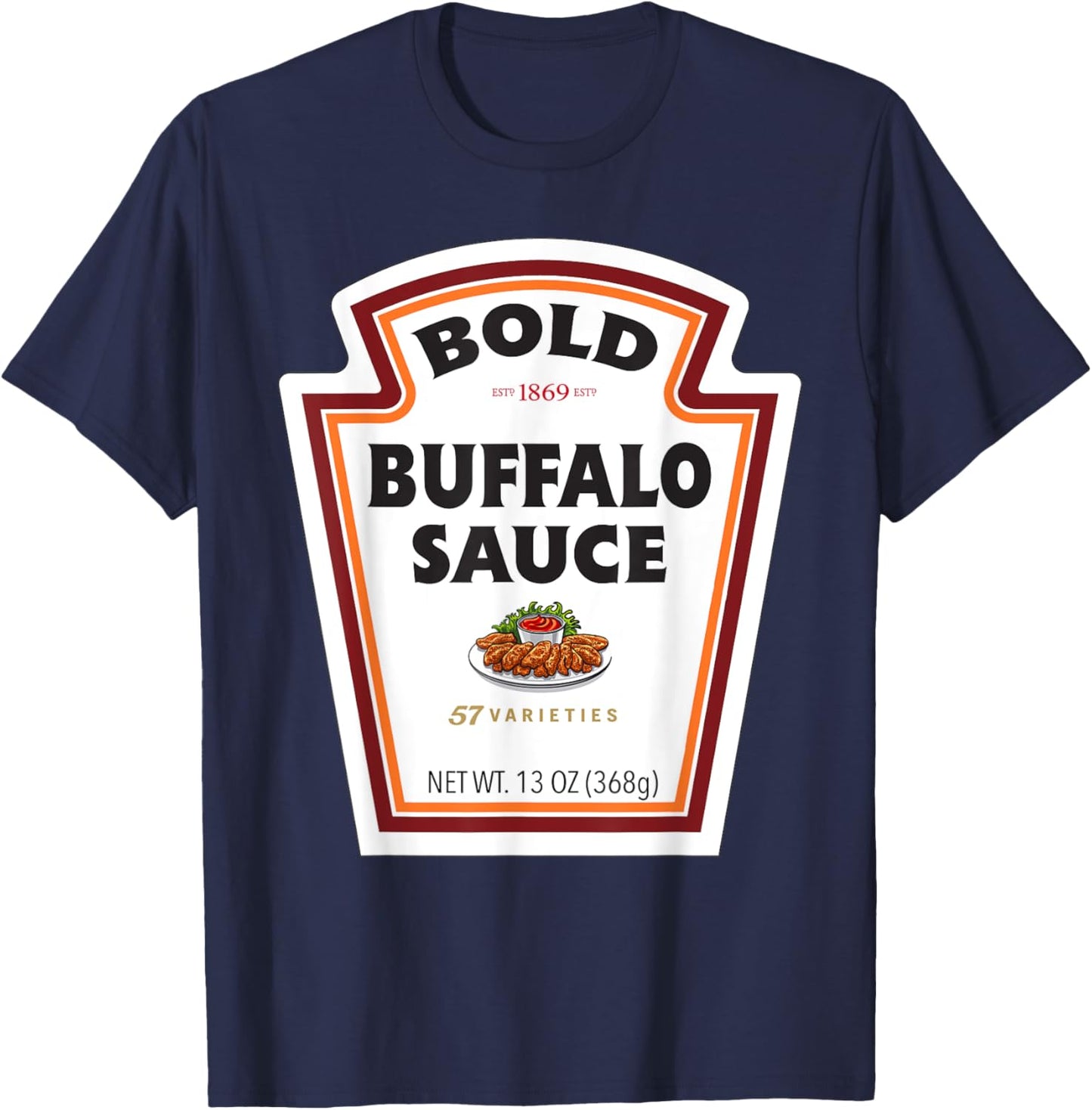 Bold Buffalo Sauce Bottle Label Funny Halloween Costume T-Shirt - T-Shirt | Navy