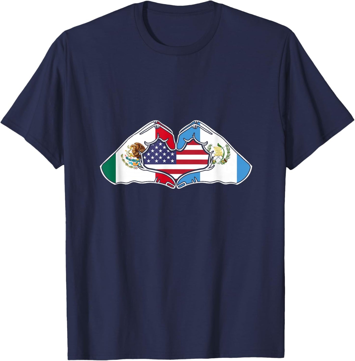 Heart hands Mexico, Guatemala and the USA. T-Shirt - T-Shirt | Navy