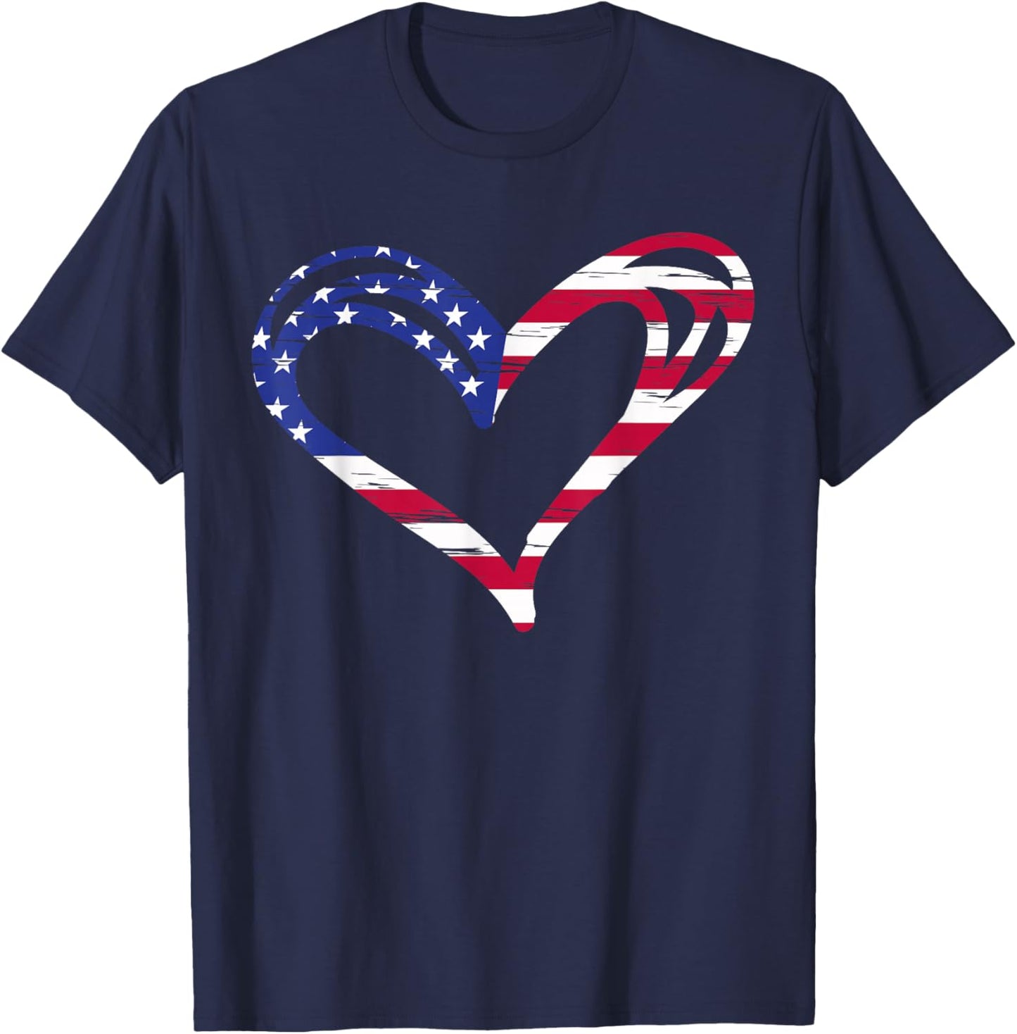 USA Flag Heart American Patriotic Armed Forces Memorial Day Small T-Shirt - T-Shirt | Navy