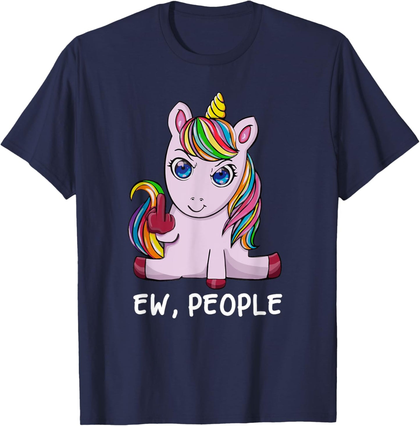 Funny Ew, People I Hate People Antisocial Unicorn T-Shirt - T-Shirt | Navy