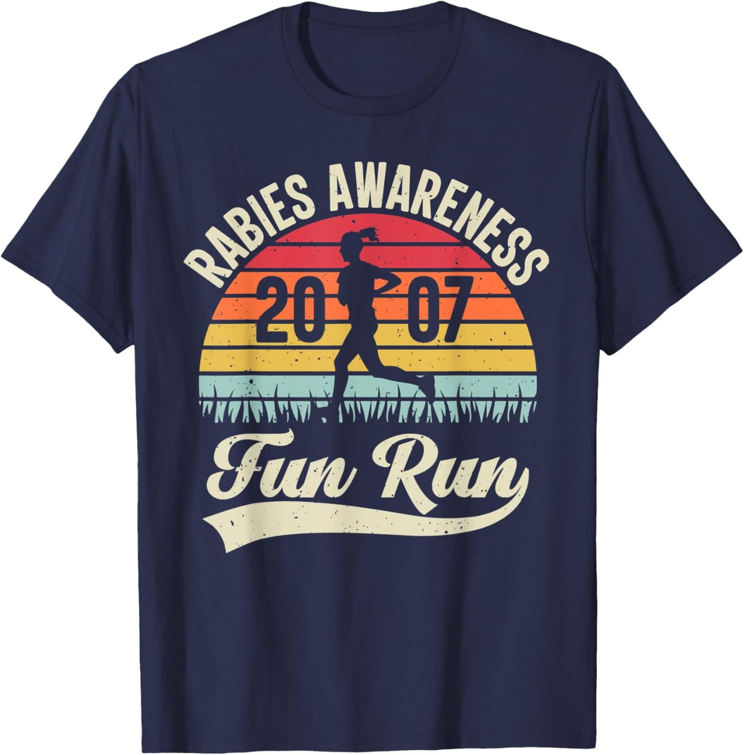 Rabies Awareness Fun Run Funny TV Comedy Running T-Shirt - T-Shirt | Navy