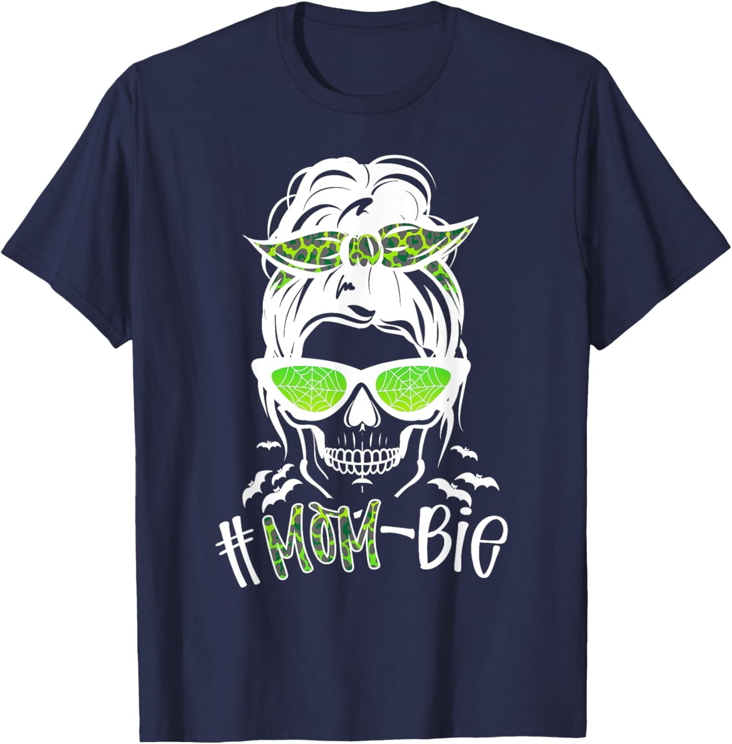 Messy Bun Zombie Mom Funny Halloween Costume Skull T-Shirt - T-Shirt | Navy