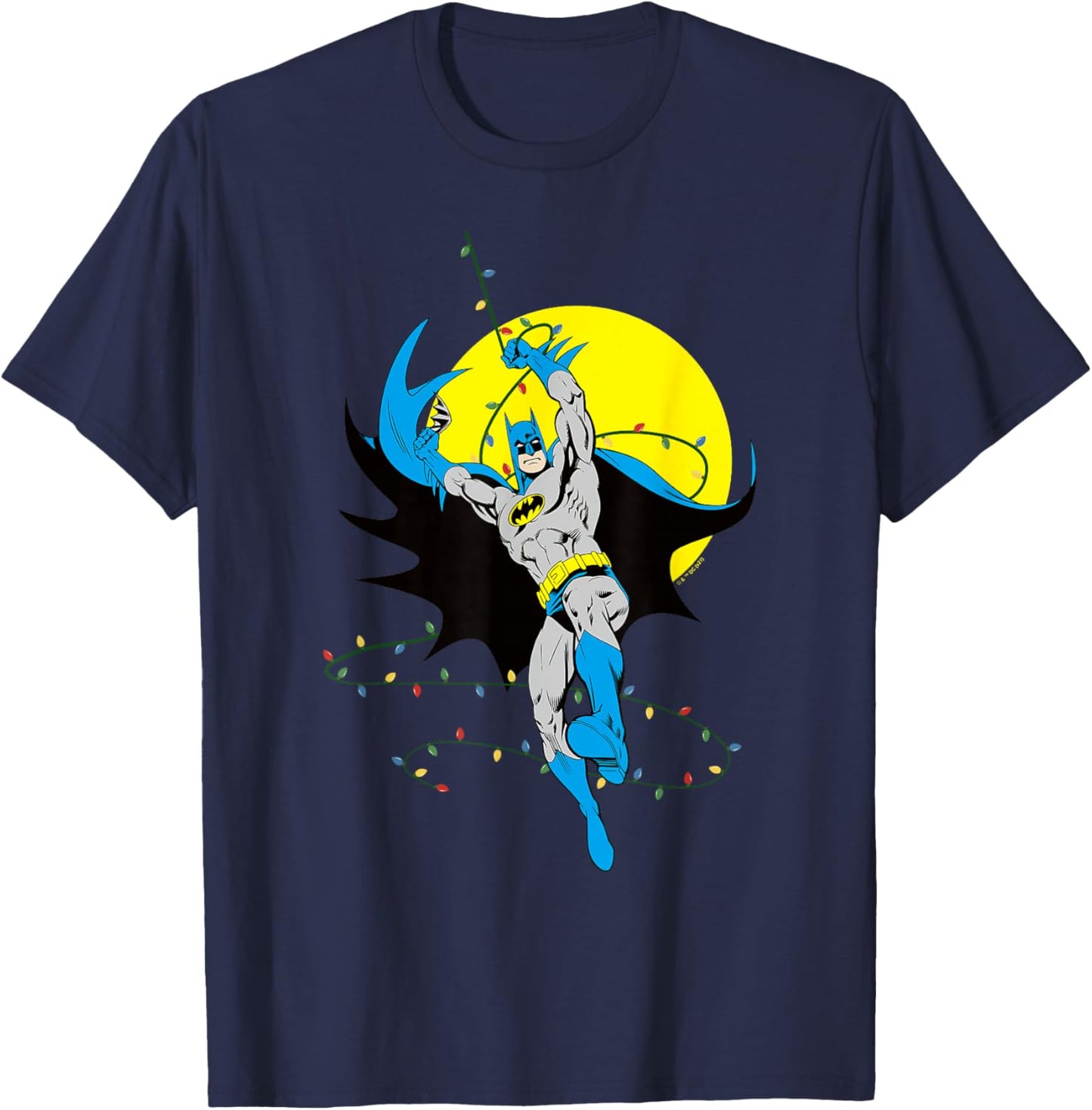DC Comics Batman Christmas Lights Action Swing T-Shirt - T-Shirt | Navy