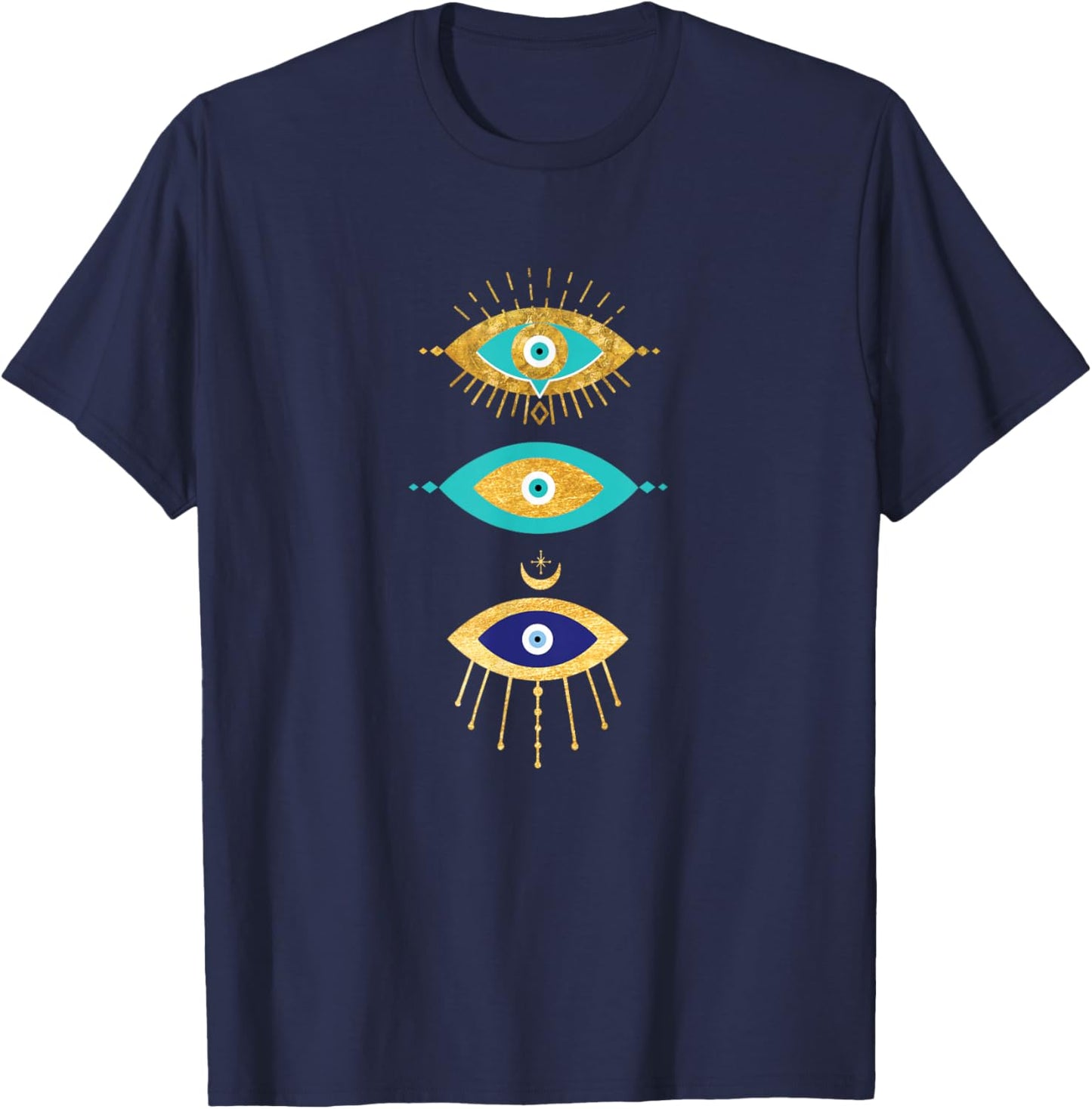 Third Eye All Seeing Spiritual Gift Apparel Evil Eye Curse Protection , Teen Girls & Teens, Black, Short Sleeve, Classic Fit, Small T-Shirt - T-Shirt | Navy