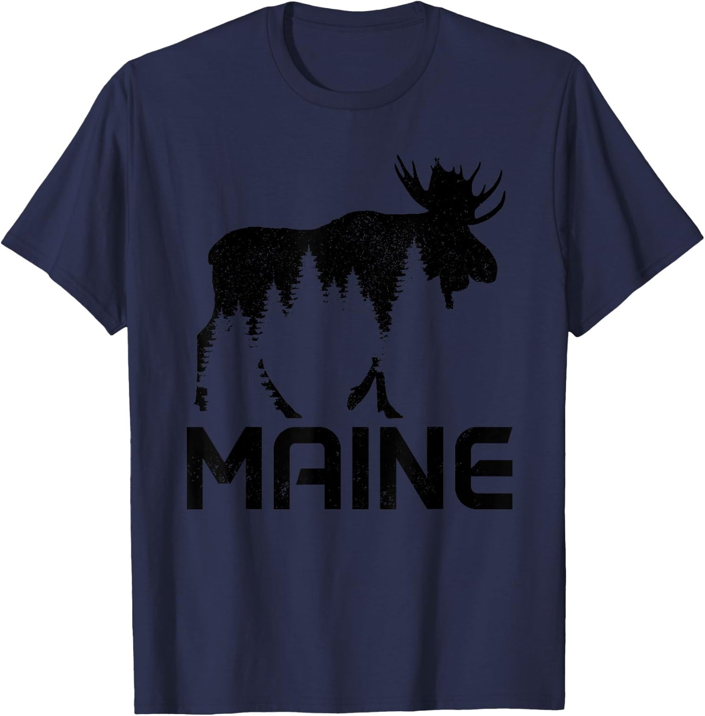 Maine Vintage Moose Souvenir T-Shirt - T-Shirt | Navy