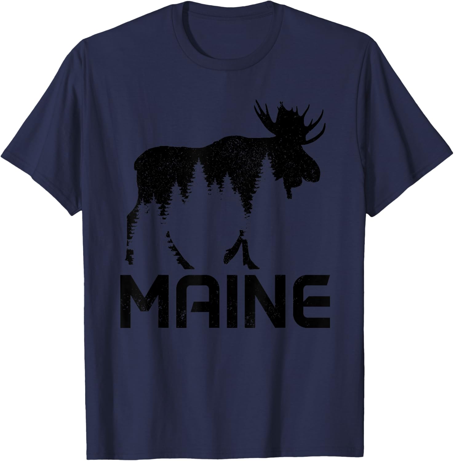 Maine Vintage Moose Souvenir T-Shirt - T-Shirt | Navy