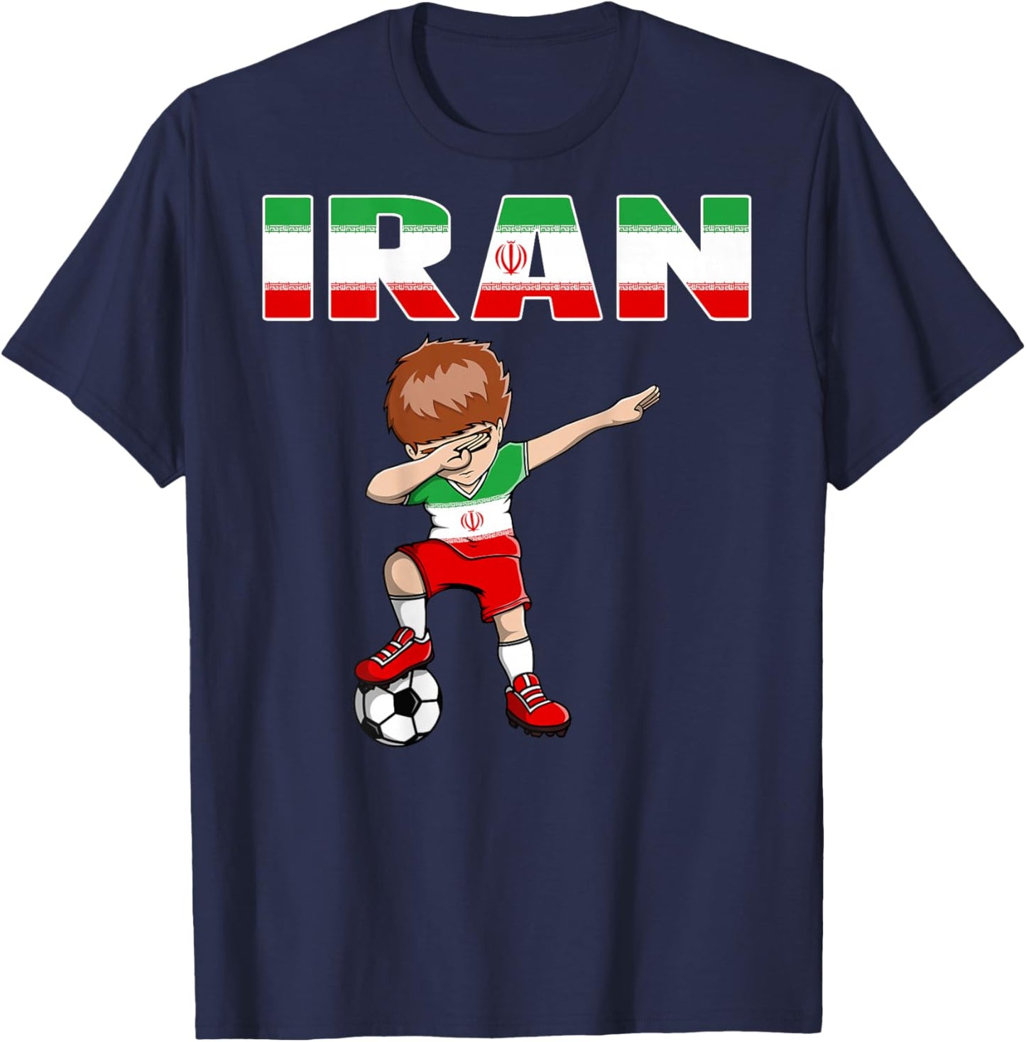 Dabbing Soccer Boy Iran Soccer Fans Jersey Iranian Football T-Shirt - T-Shirt | Navy