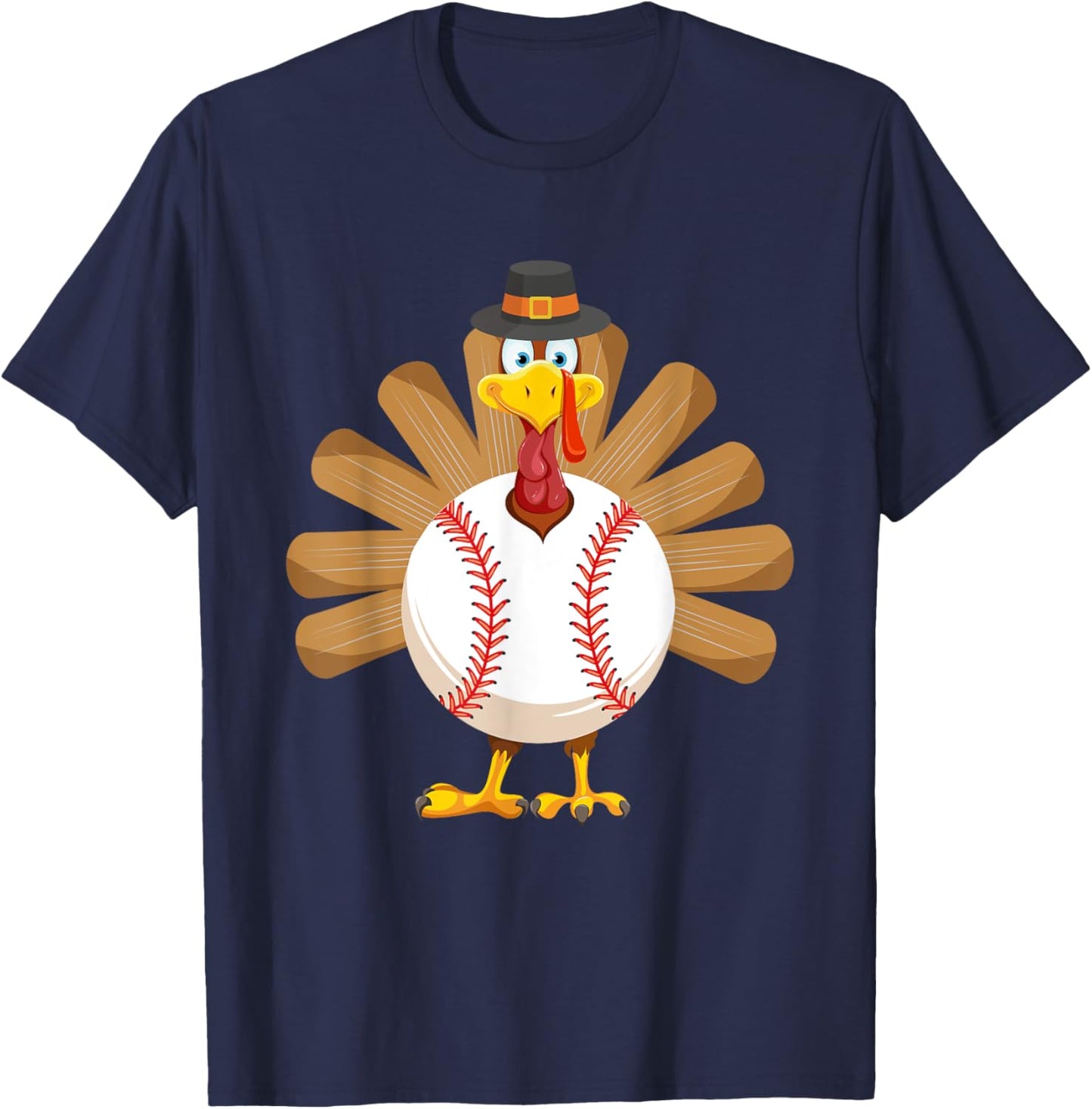 Baseball Turkey Thanksgiving Shirt for Boys Toddlers Kid Mom T-Shirt - T-Shirt | Navy