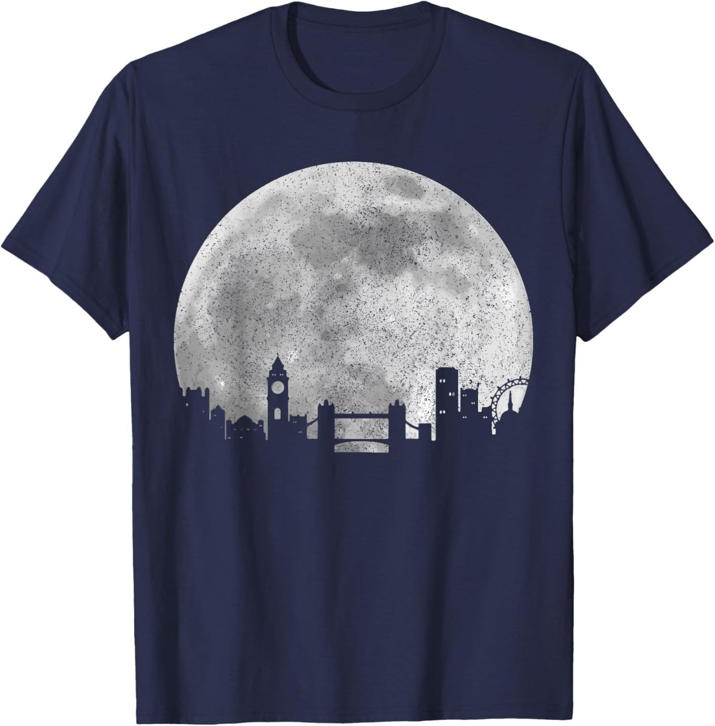 London Skyline Moon UK Vintage Great Britain England London T-Shirt - T-Shirt | Navy