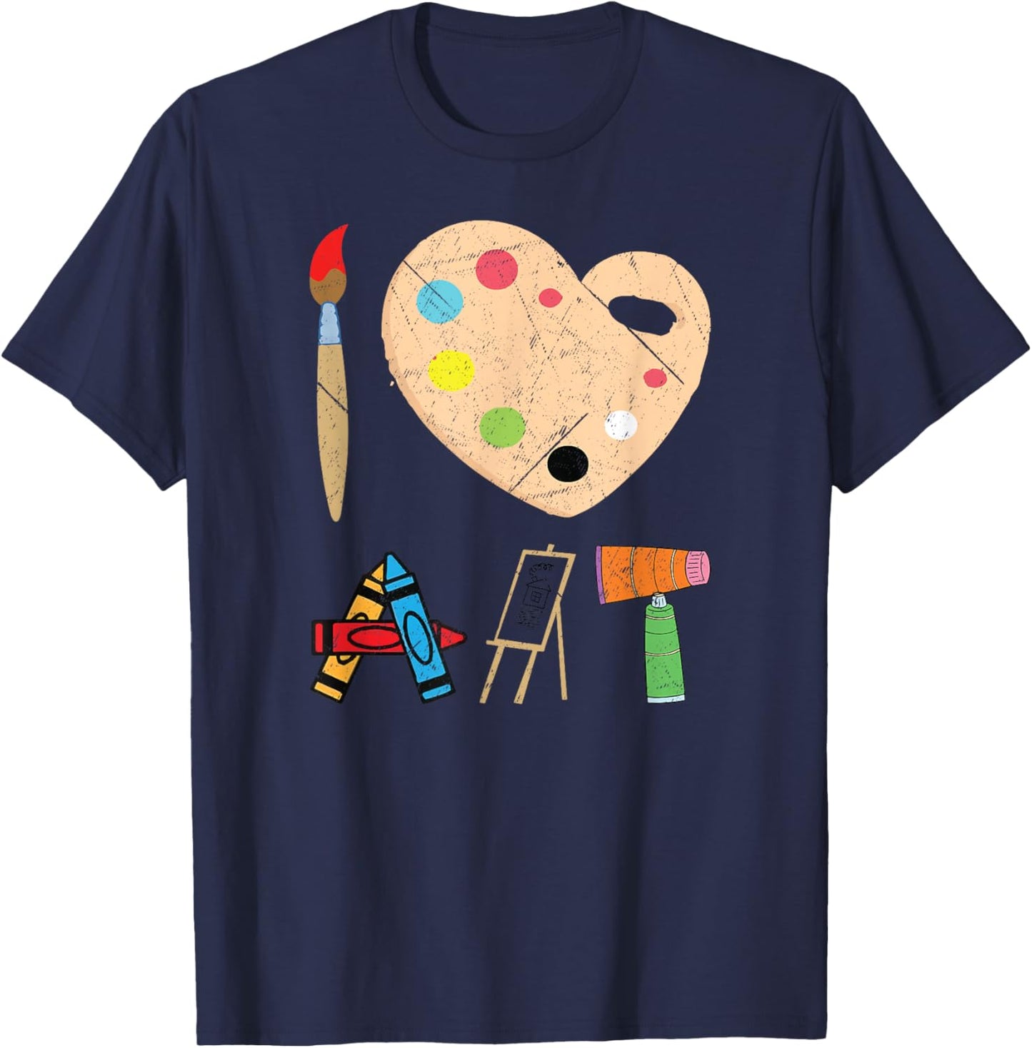 Funny Cool I Love Art Fun Colorful Future Artist And Craft T-Shirt - T-Shirt | Navy