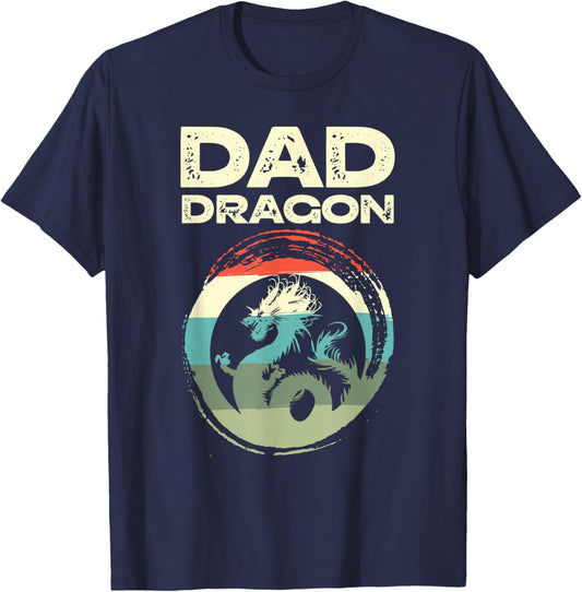 Dad Dragon Best Daddy Ever Fatherhood Fathers Day Papa T-Shirt - T-Shirt | Navy