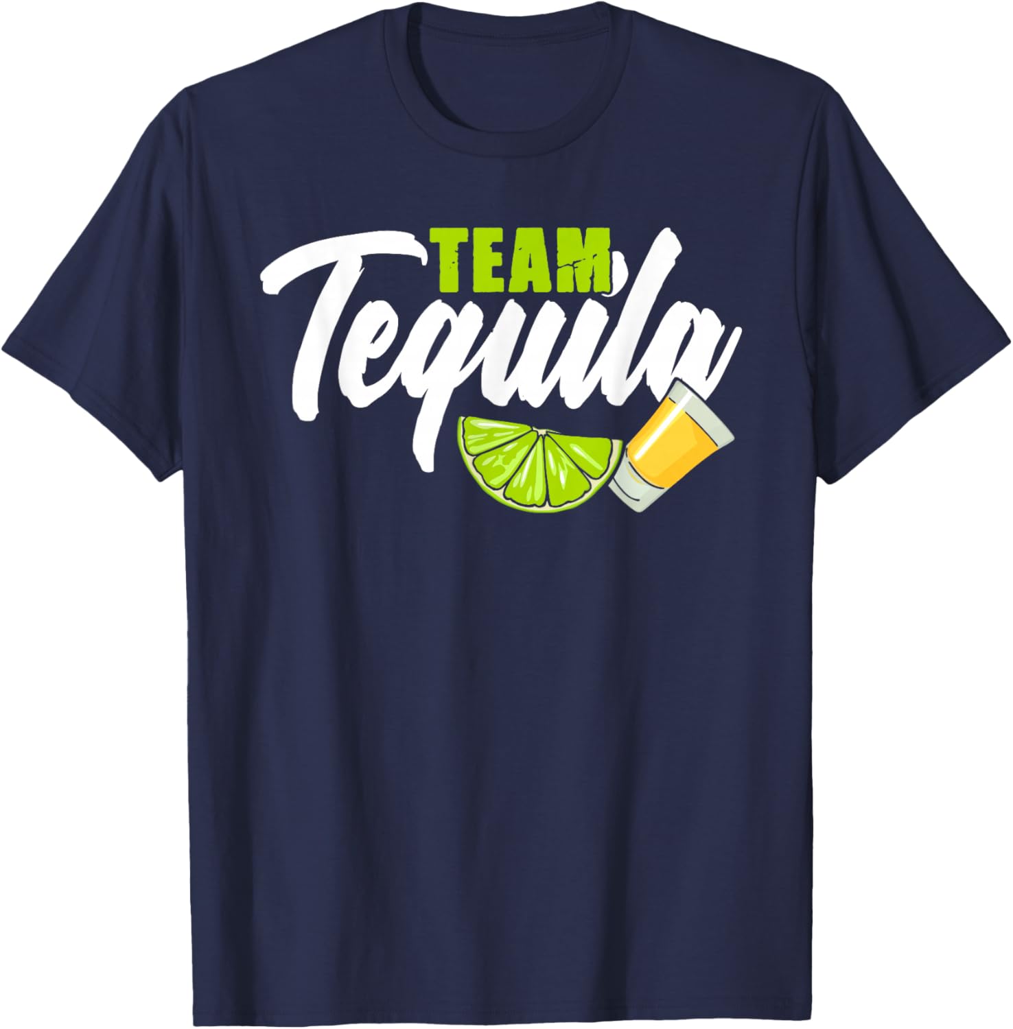 Funny Team Tequila With Green Lime Salt Group Costume T-Shirt - T-Shirt | Navy