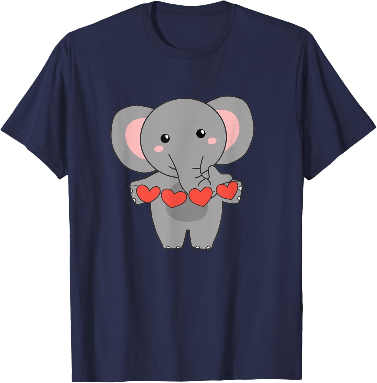Elephant For Valentine Cute Animals With Heart T-Shirt - T-Shirt | Navy