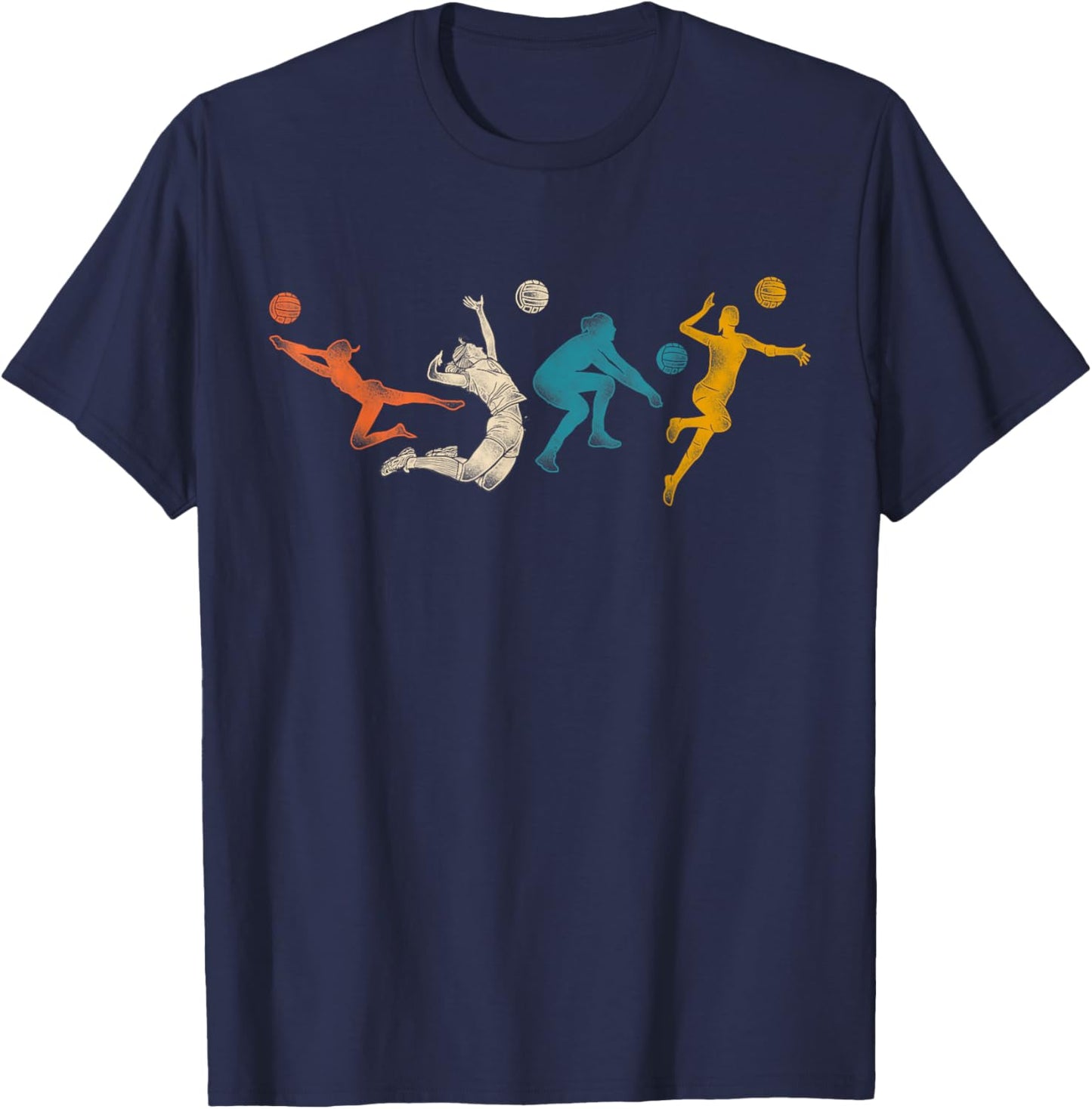 Volleyball Player Team Retro Vintage T-Shirt - T-Shirt | Navy