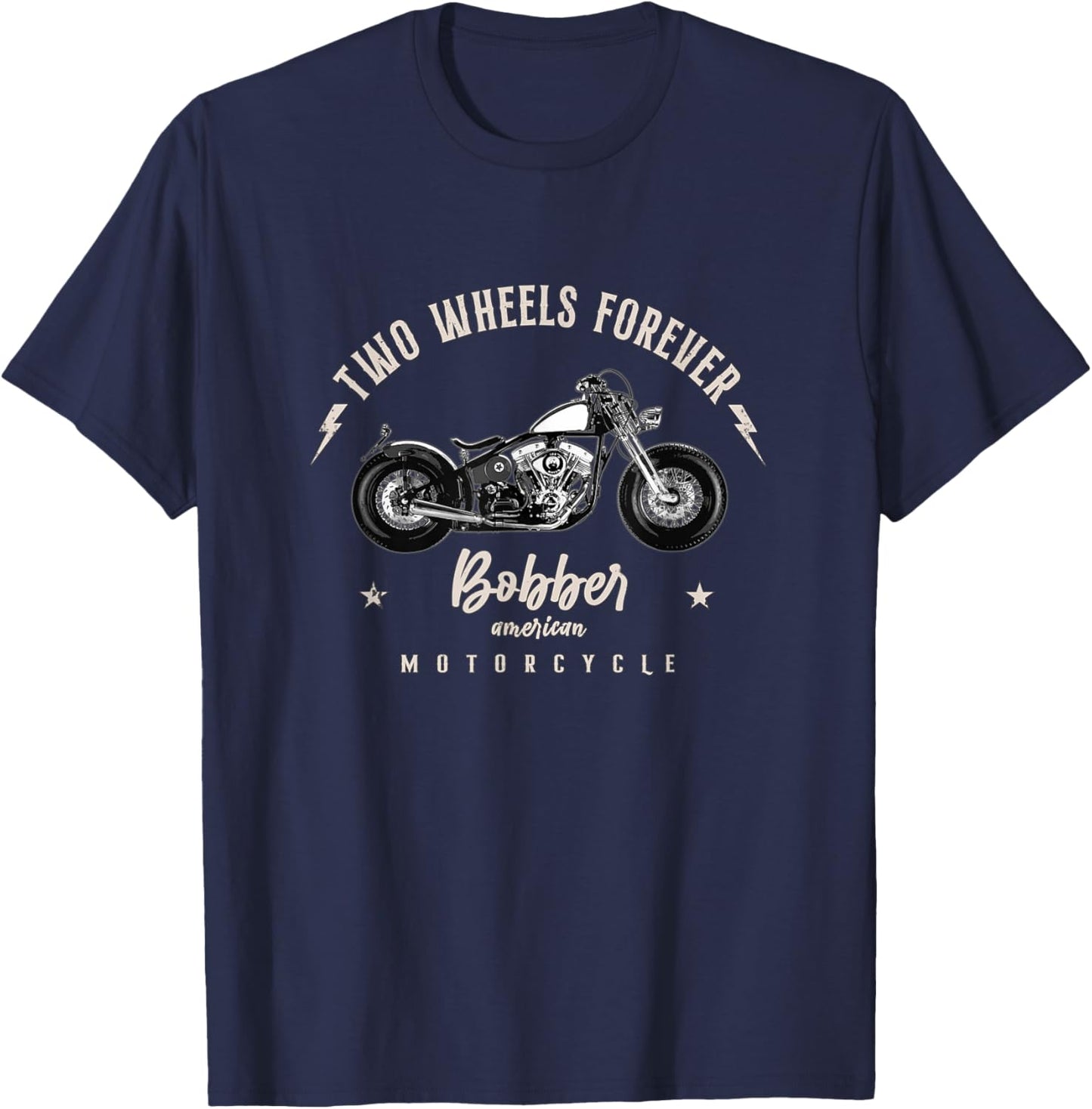 Two Wheels Always Bobber Motorcycle T-Shirt - T-Shirt | Navy