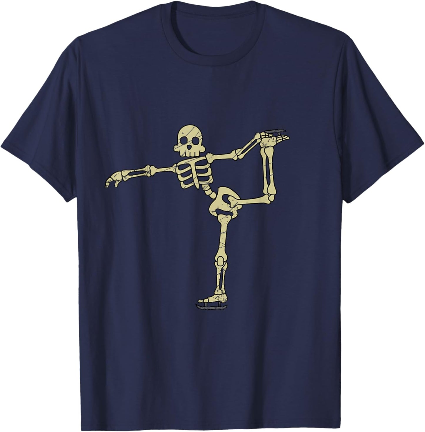 Funny Skeleton Ice Skates Skeleton Halloween Costume T-Shirt - T-Shirt | Navy
