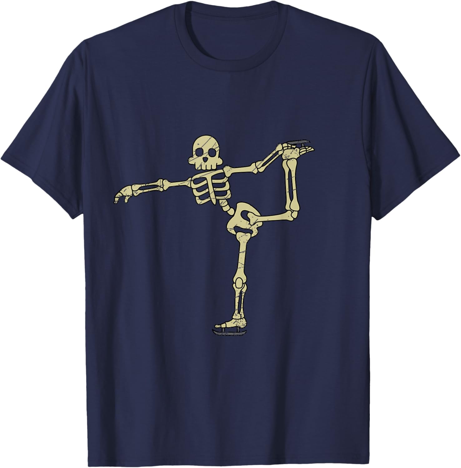 Funny Skeleton Ice Skates Skeleton Halloween Costume T-Shirt - T-Shirt | Navy