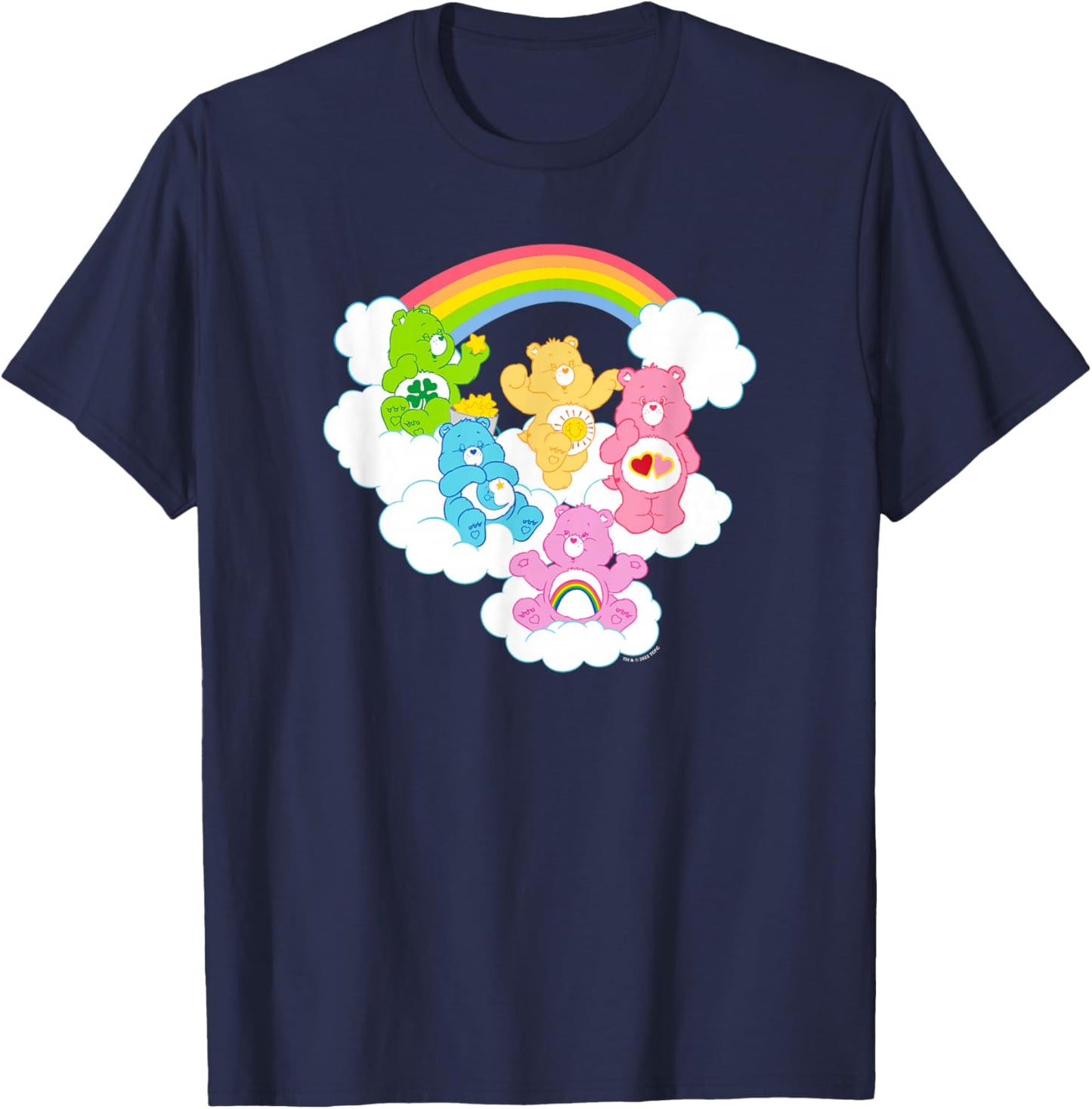 Care Bears Cheer Funshine & Bedtime Cloudy Rainbow Group T-Shirt - T-Shirt | Navy