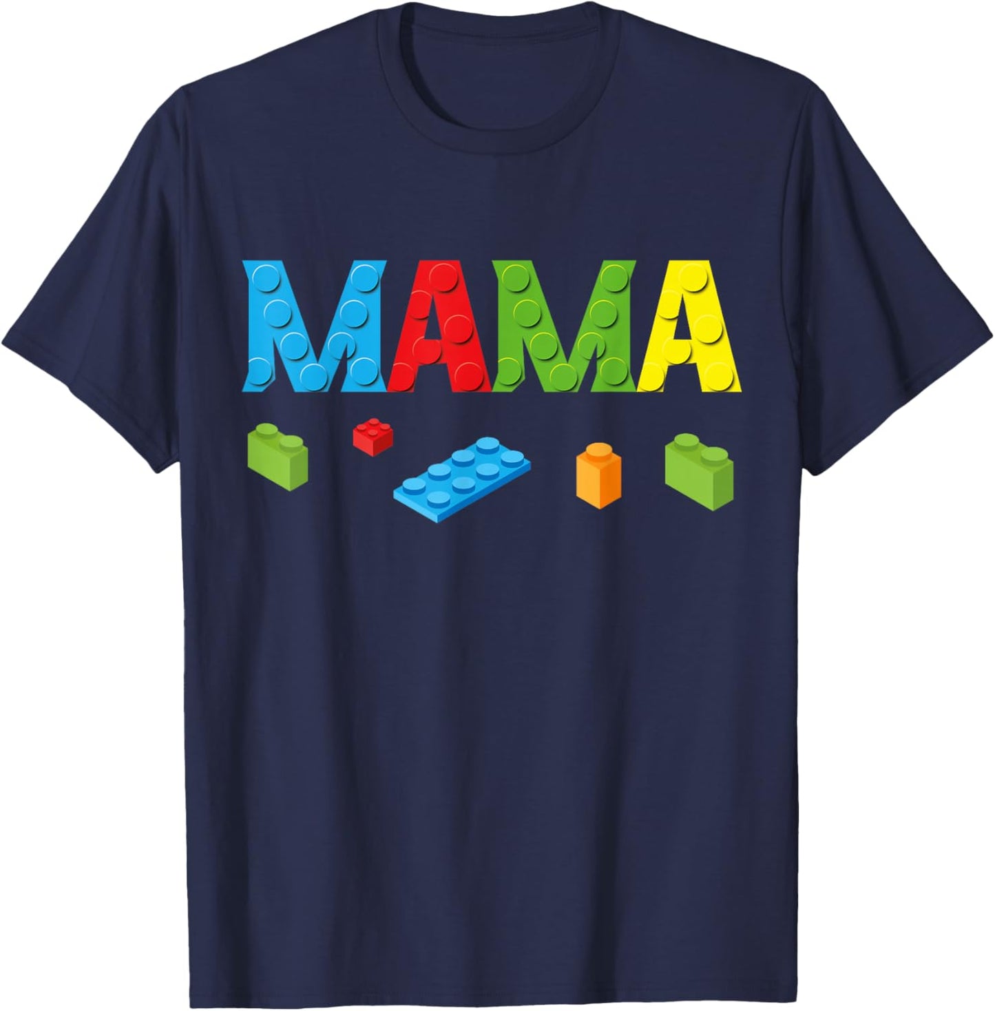 Mama Master Builder Building Bricks Blocks Family Set Small T-Shirt - T-Shirt | Navy