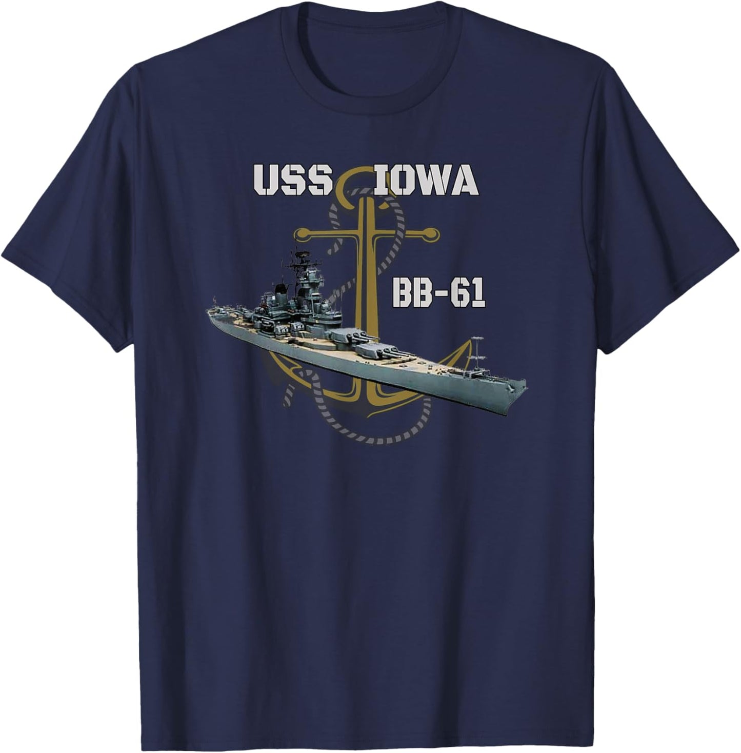 USS Iowa Battleship WW2 American Warship BB-61 Veterans Day T-Shirt - T-Shirt | Navy
