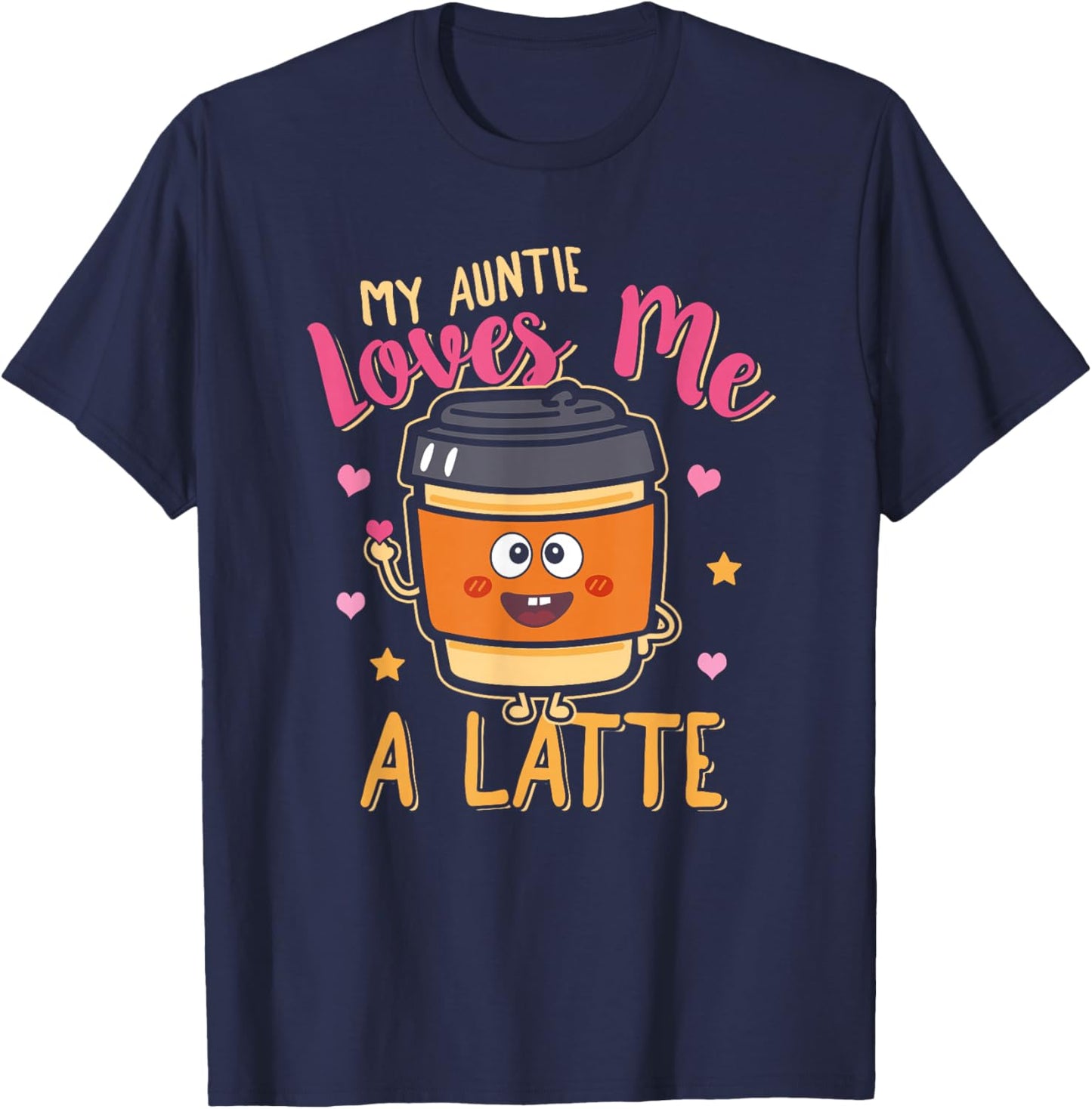 Kids My Auntie Loves Me A Latte Aunt T-Shirt - T-Shirt | Navy